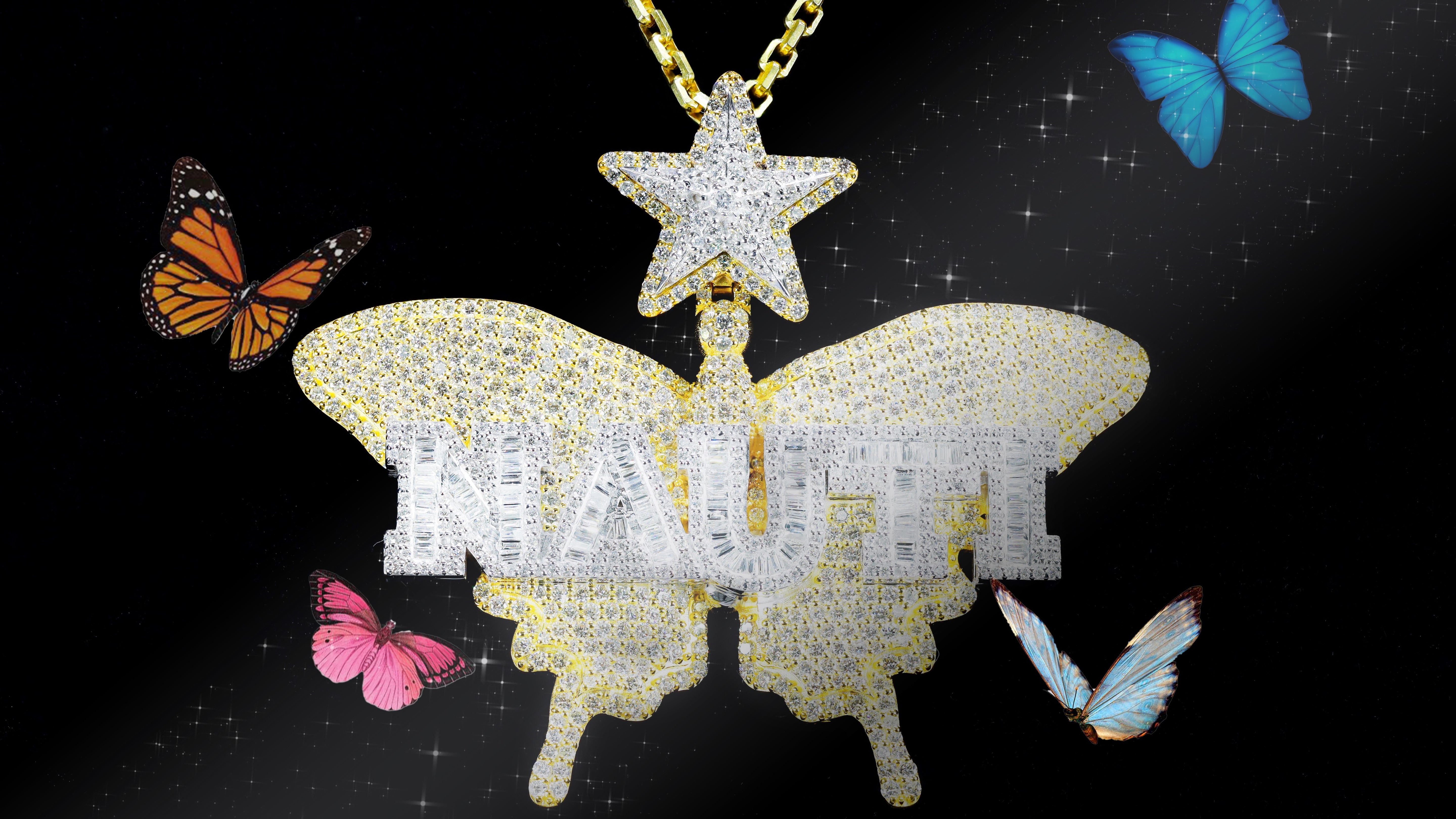 Natural Diamond Pendants - Custom Nauti Butterfly Pendant - Dayyani Jewelers 
