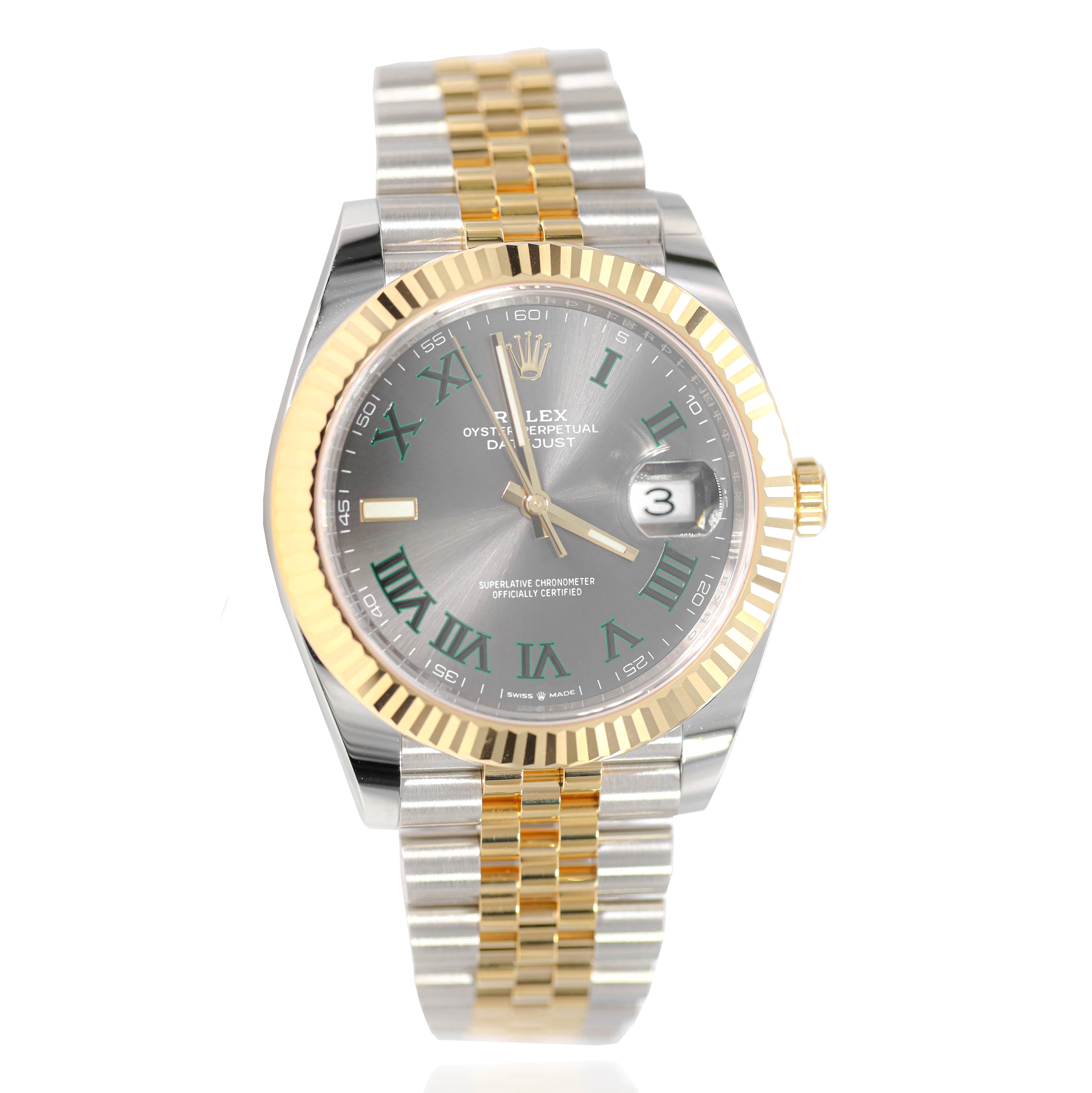 Rolex Datejust Wimbledon 41mm 126333 Jubilee Two-Tone 18K Gold Fluted Bezel & Steel Slate Roman Dial