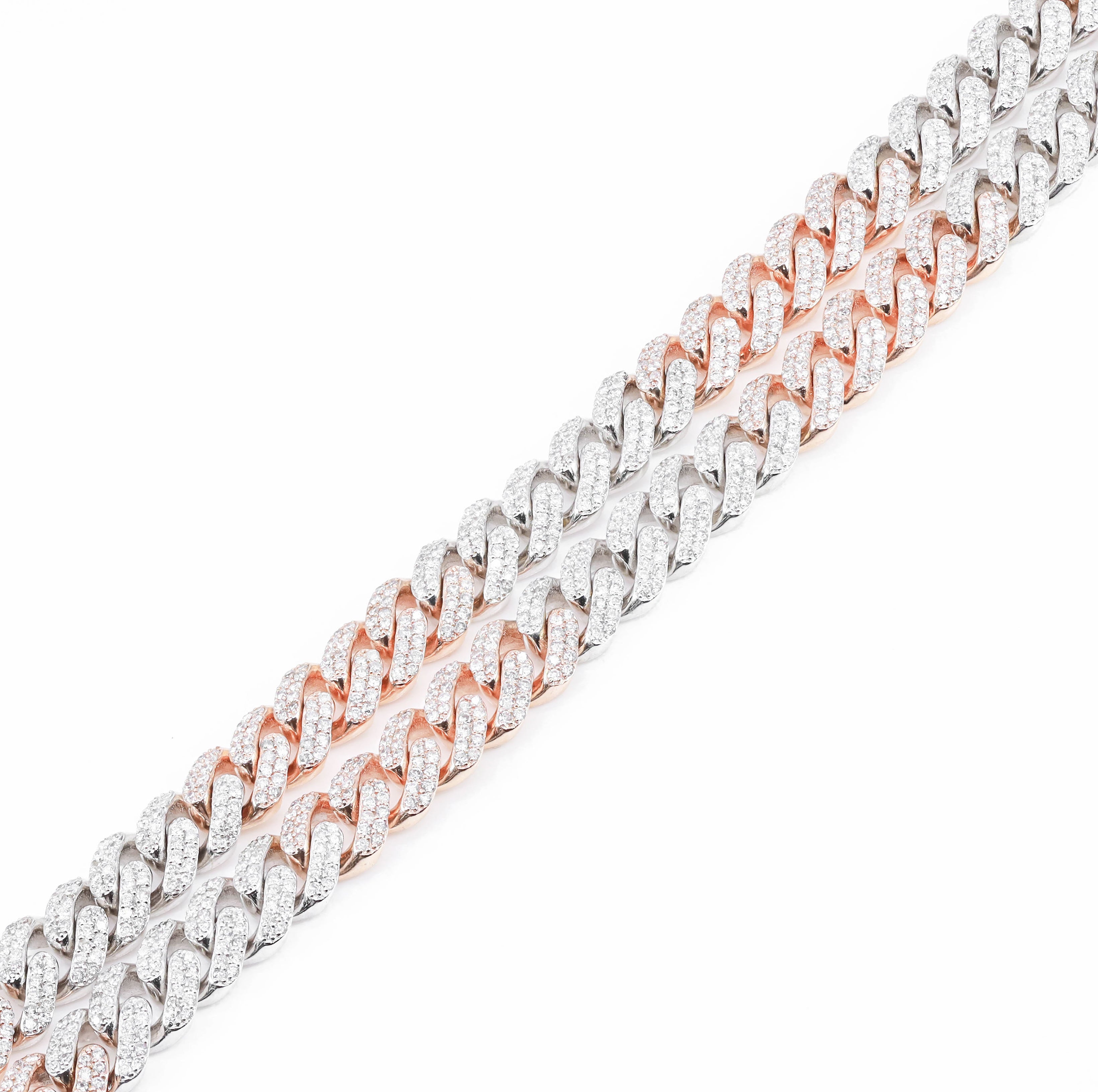 9.5mm Two-Tone Diamond Miami Cuban Link Chain