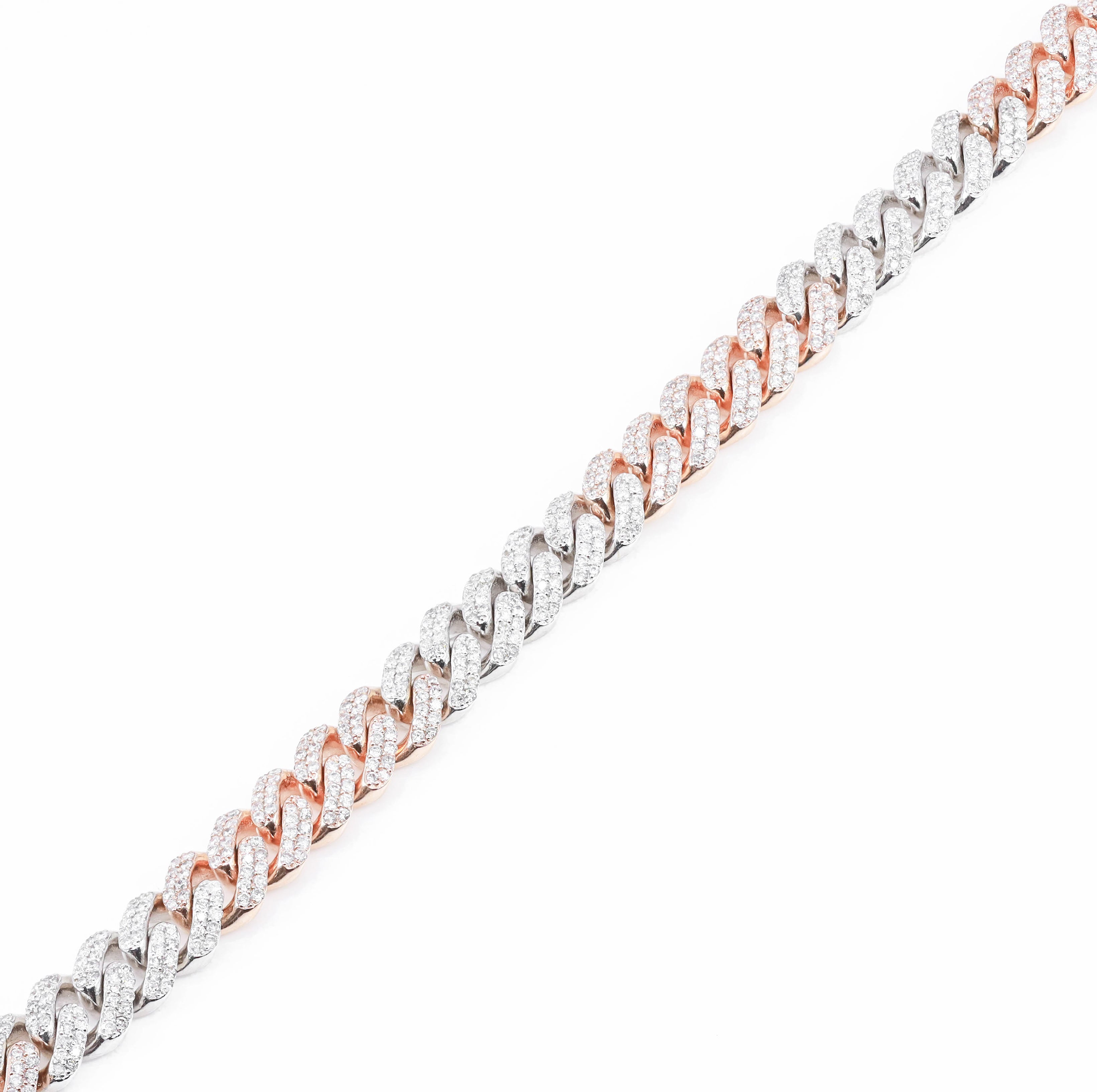 9.5mm Two-Tone Diamond Miami Cuban Link Chain