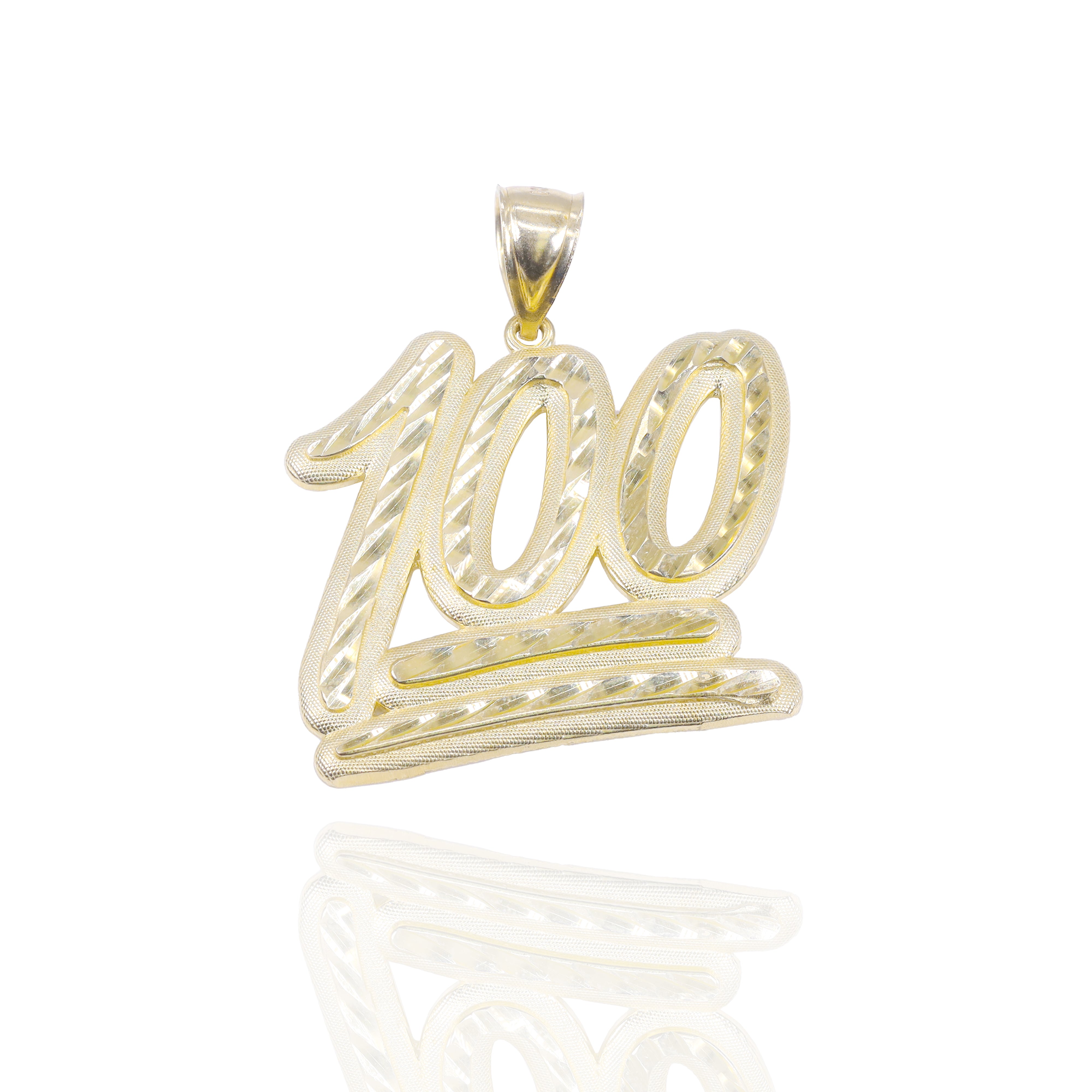100 Emoji Solid Gold Diamond Cut Pendant