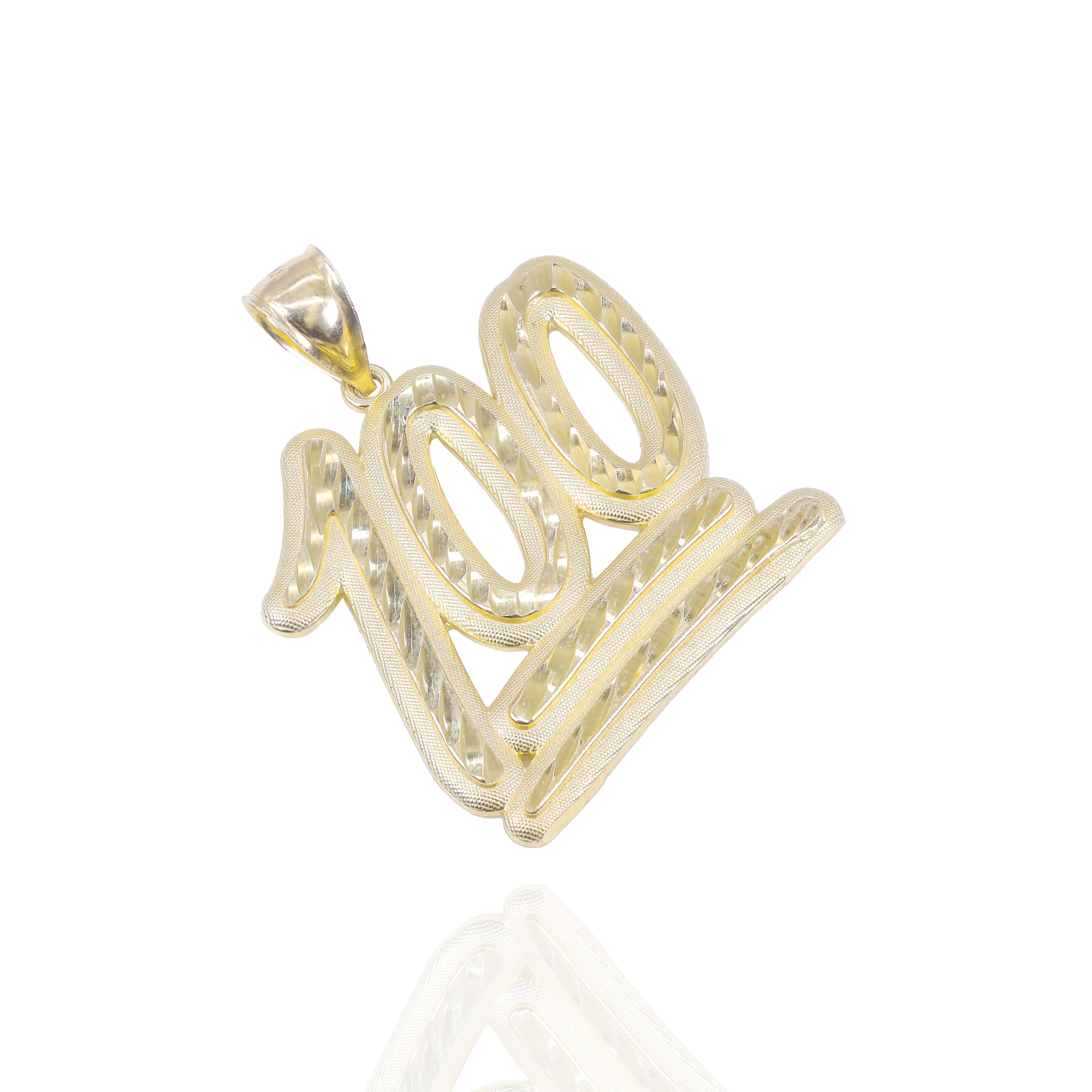 100 Emoji Solid Gold Diamond Cut Pendant