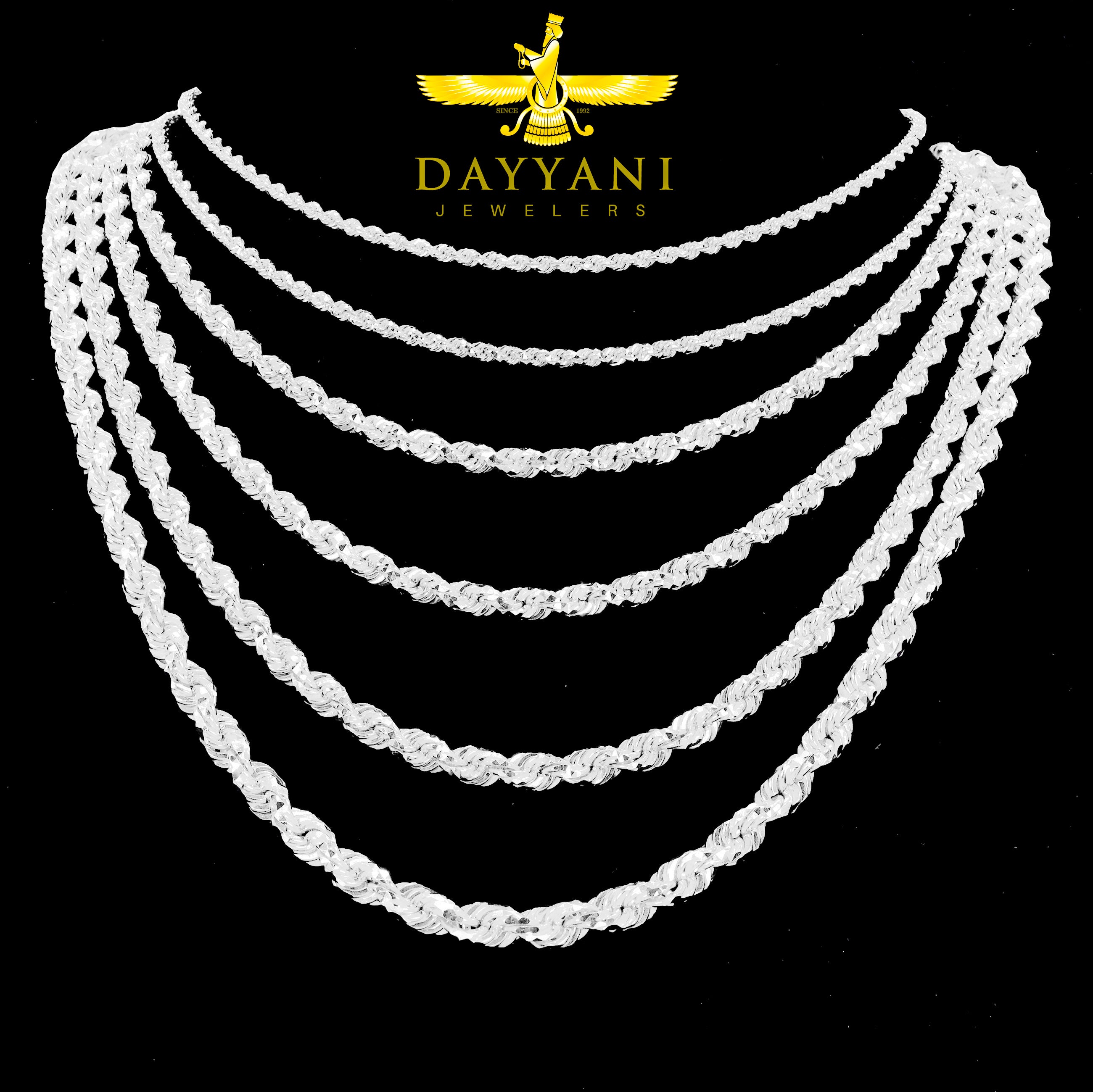 10KT Solid Gold Rope White Gold Chain