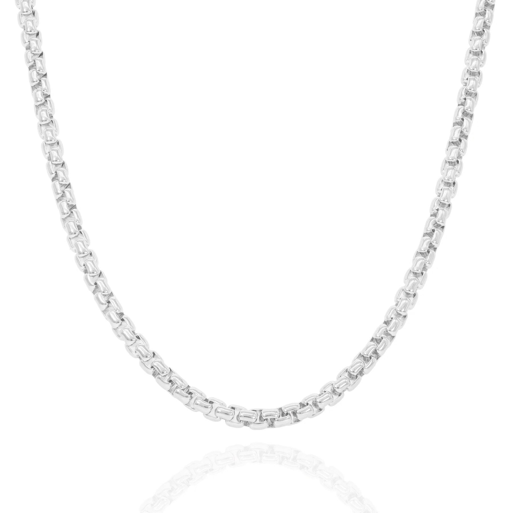 14KT White Gold Rounded Box Gold Chain
