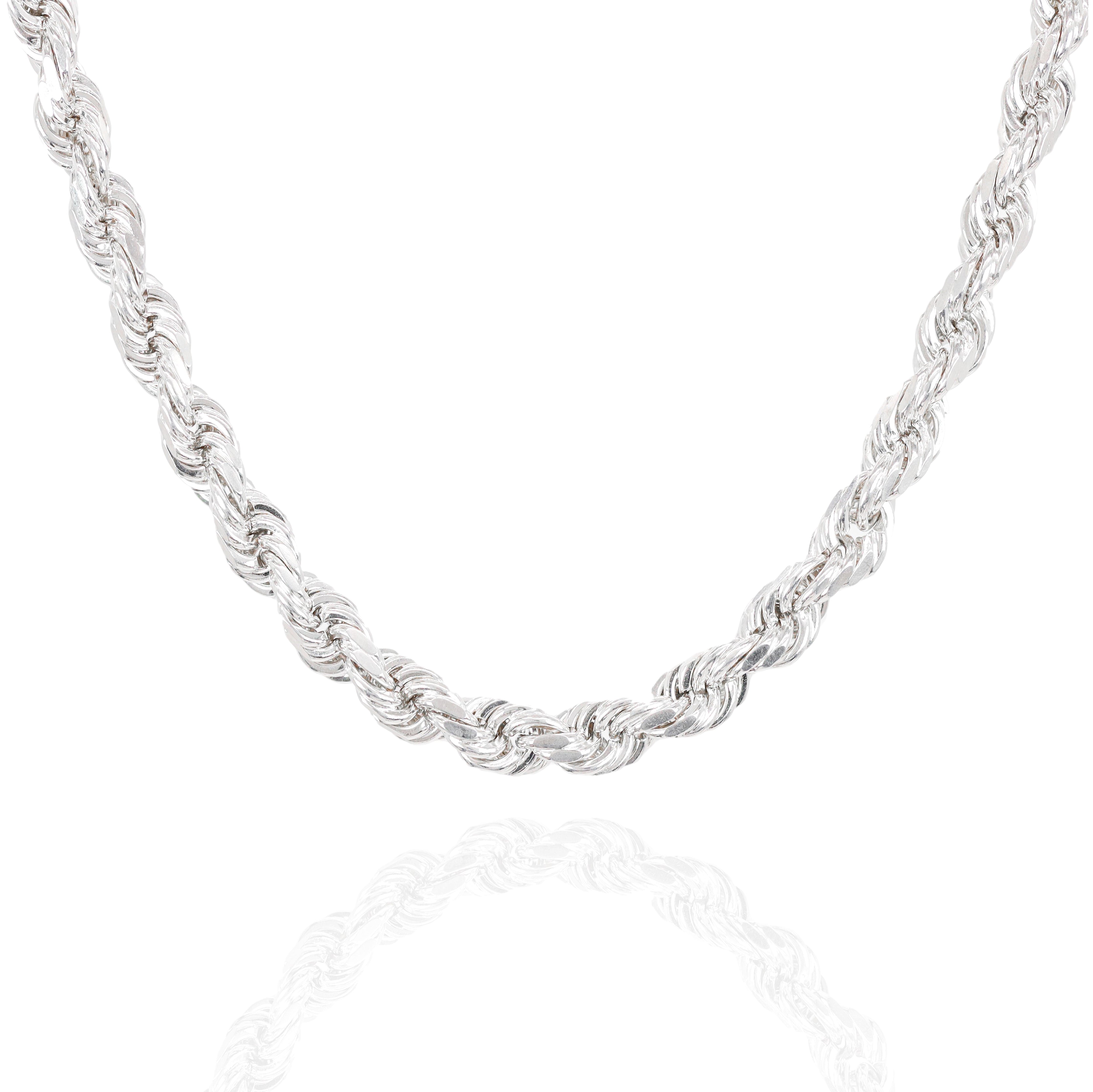 14KT Semi-Solid Rope White Gold Chain