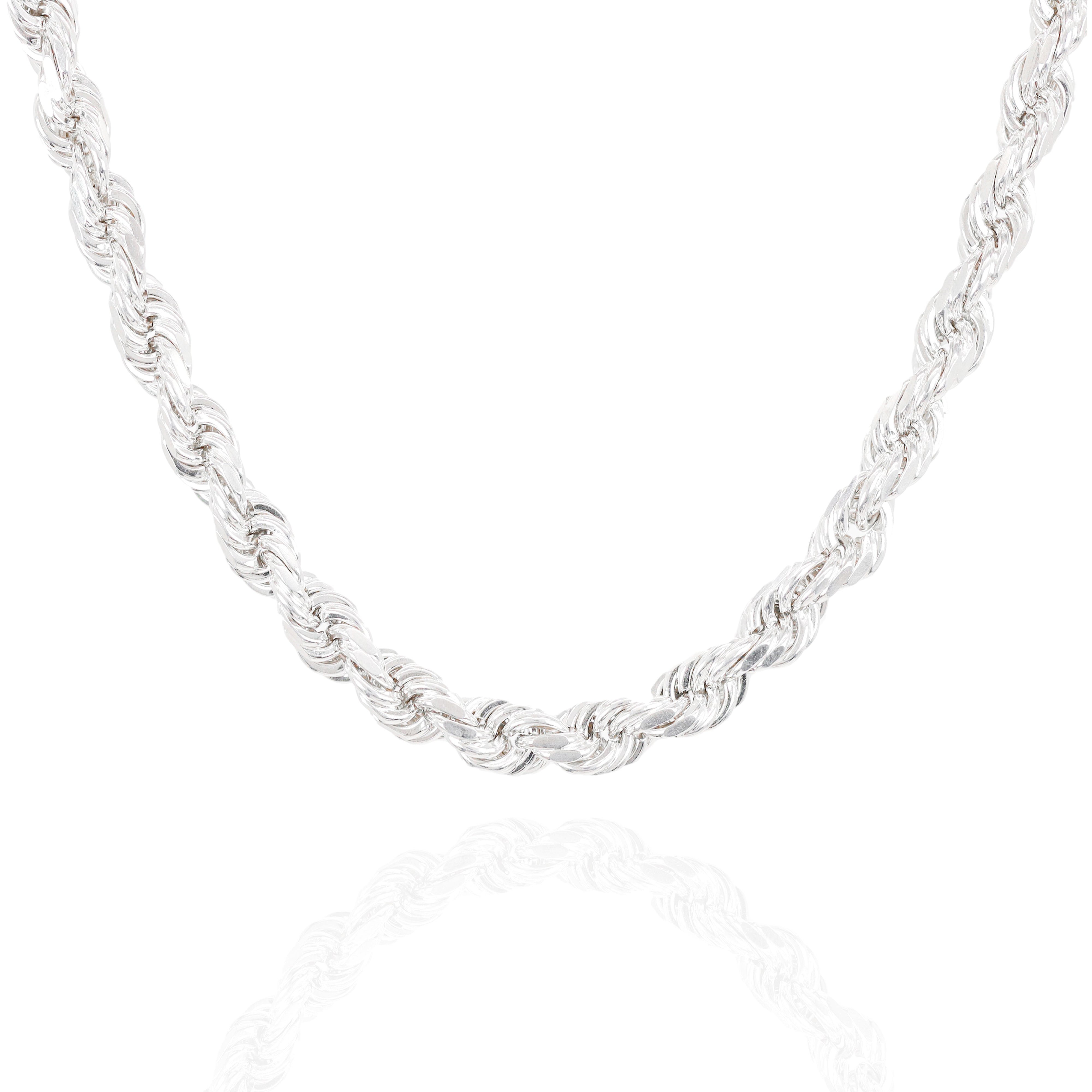 14KT Semi-Solid Rope White Gold Chain