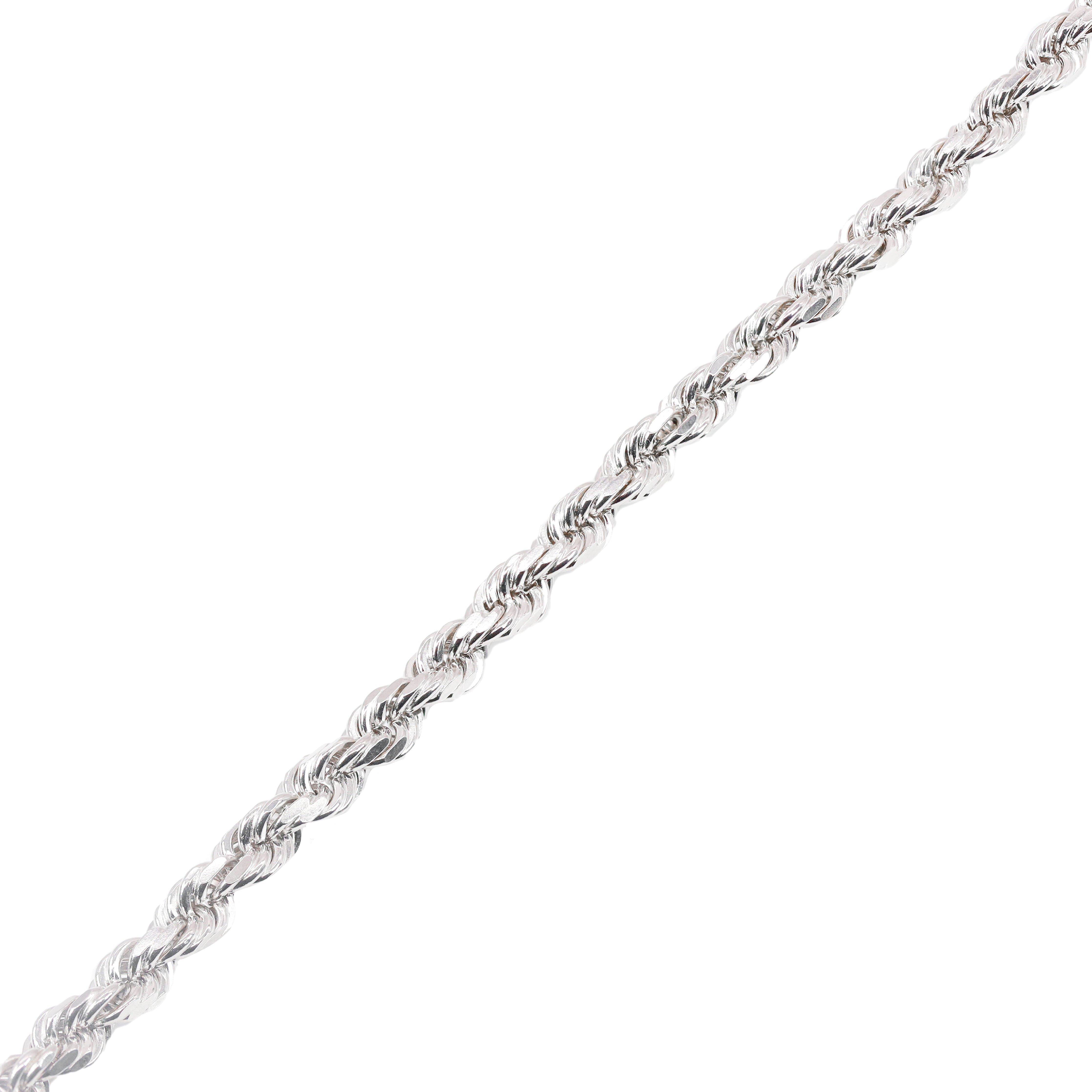 14KT Semi-Solid Rope White Gold Chain