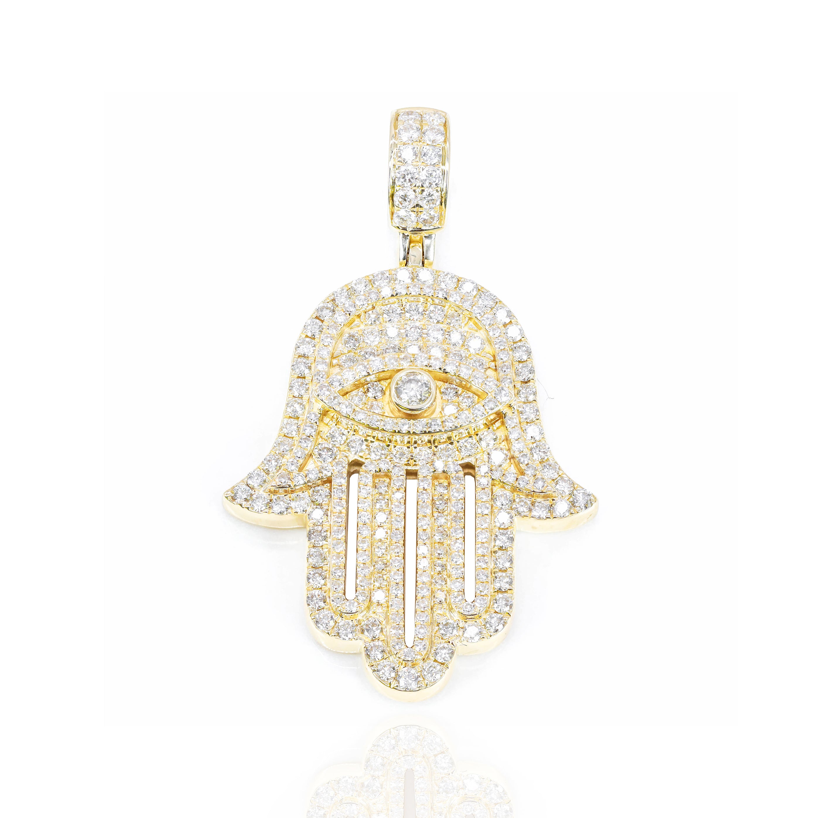 Diamond Hamza Hand With Evil Eye In Center