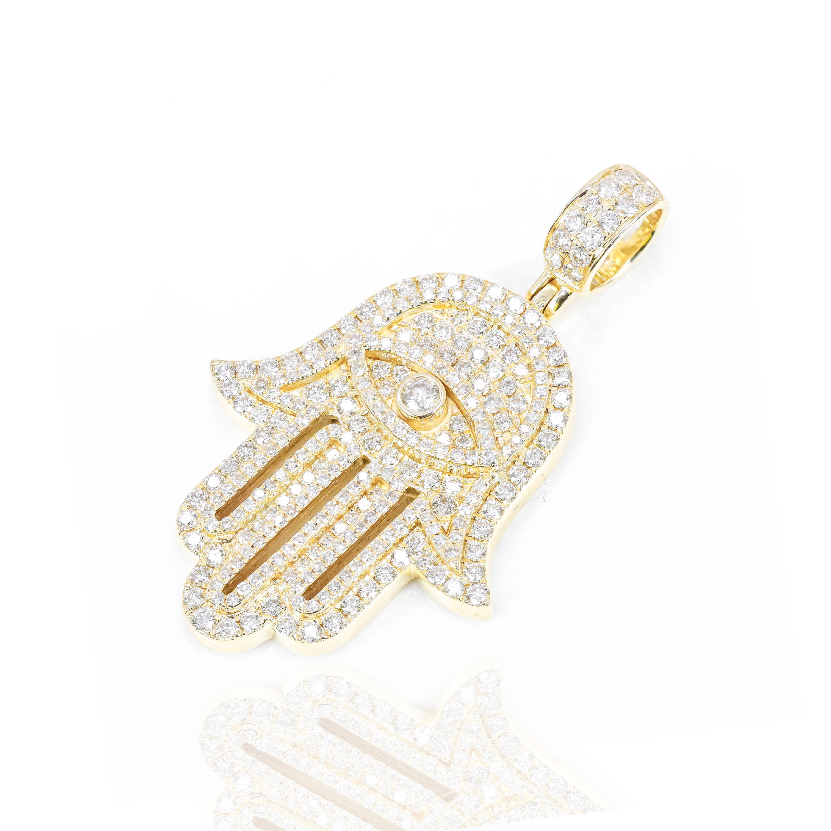 Diamond Hamza Hand With Evil Eye In Center