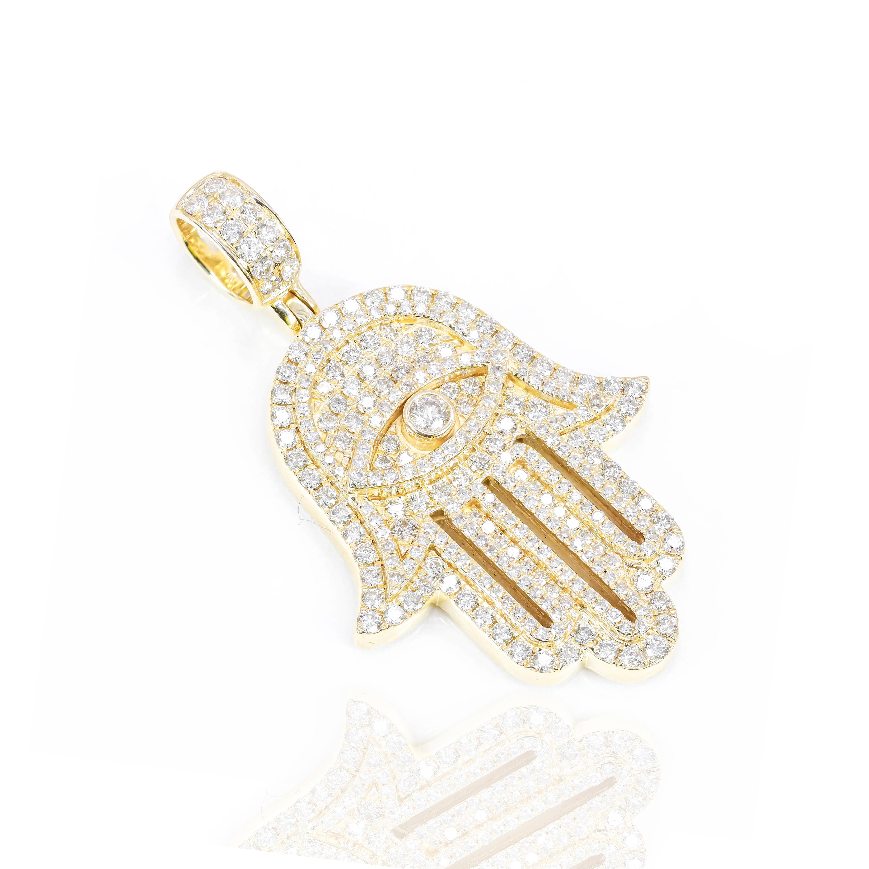 Diamond Hamza Hand With Evil Eye In Center