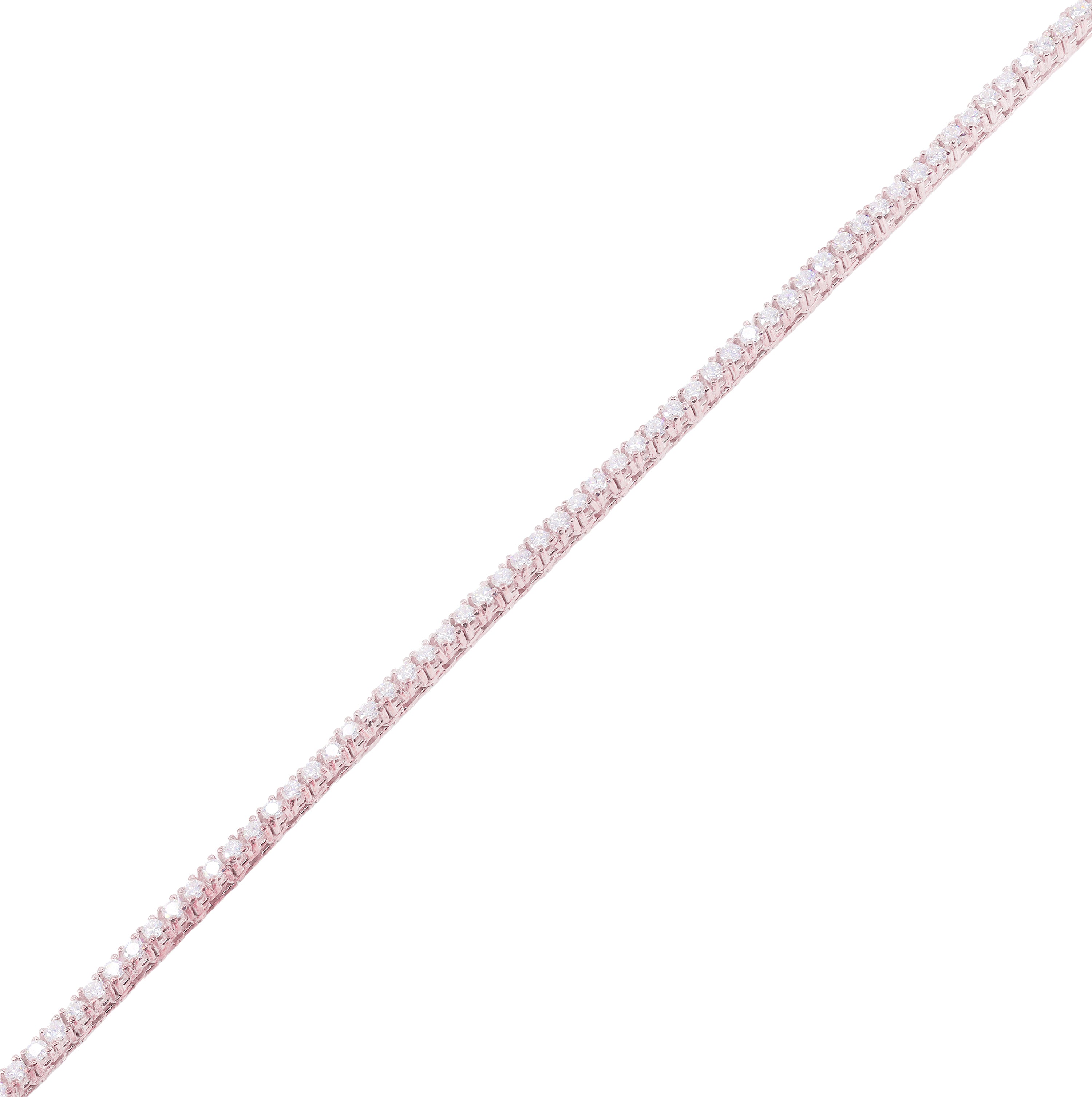 4-Pointer Rose Gold Natural Diamond Tennis Chain