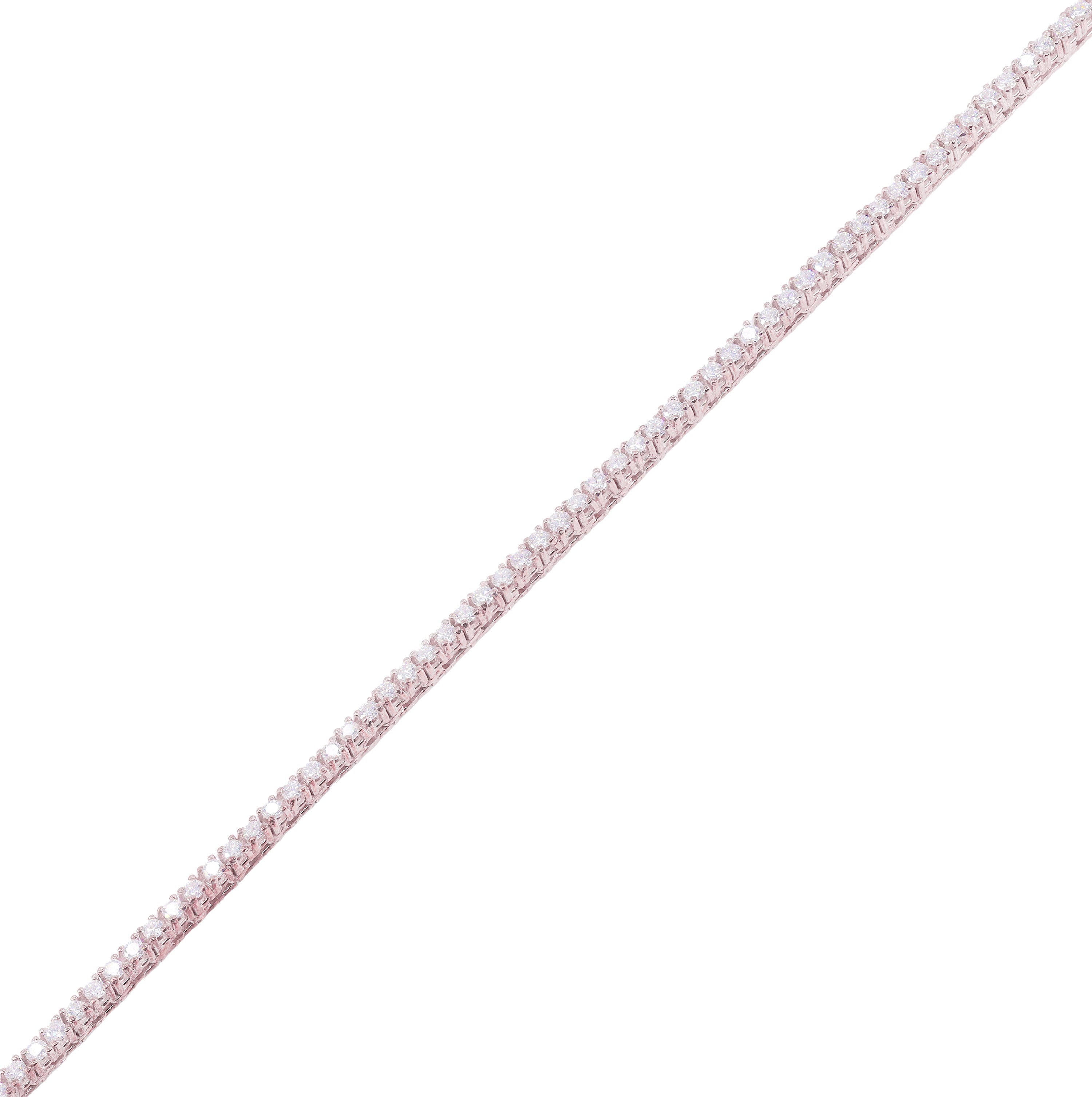 3-Pointer Rose Gold Natural Diamond Tennis Chain