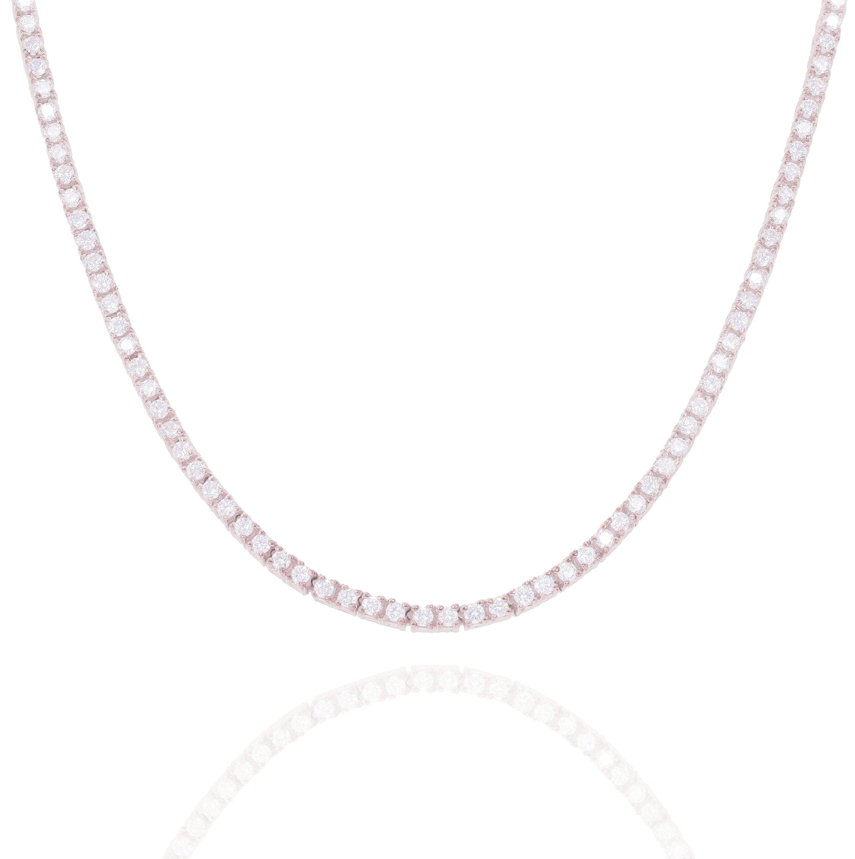 3-Pointer Rose Gold Natural Diamond Tennis Chain
