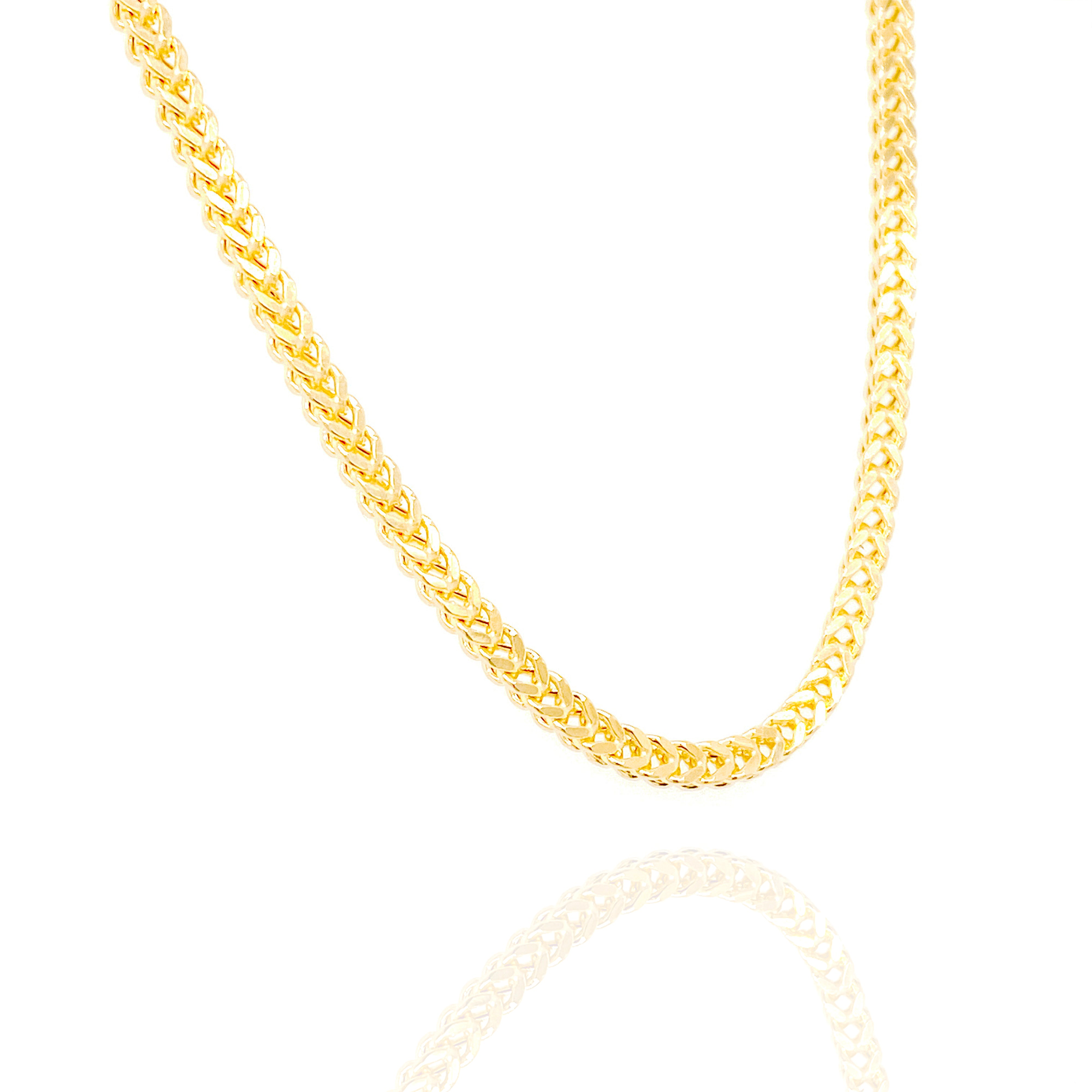 14KT Semi-Solid Square Franco Yellow Gold Chain