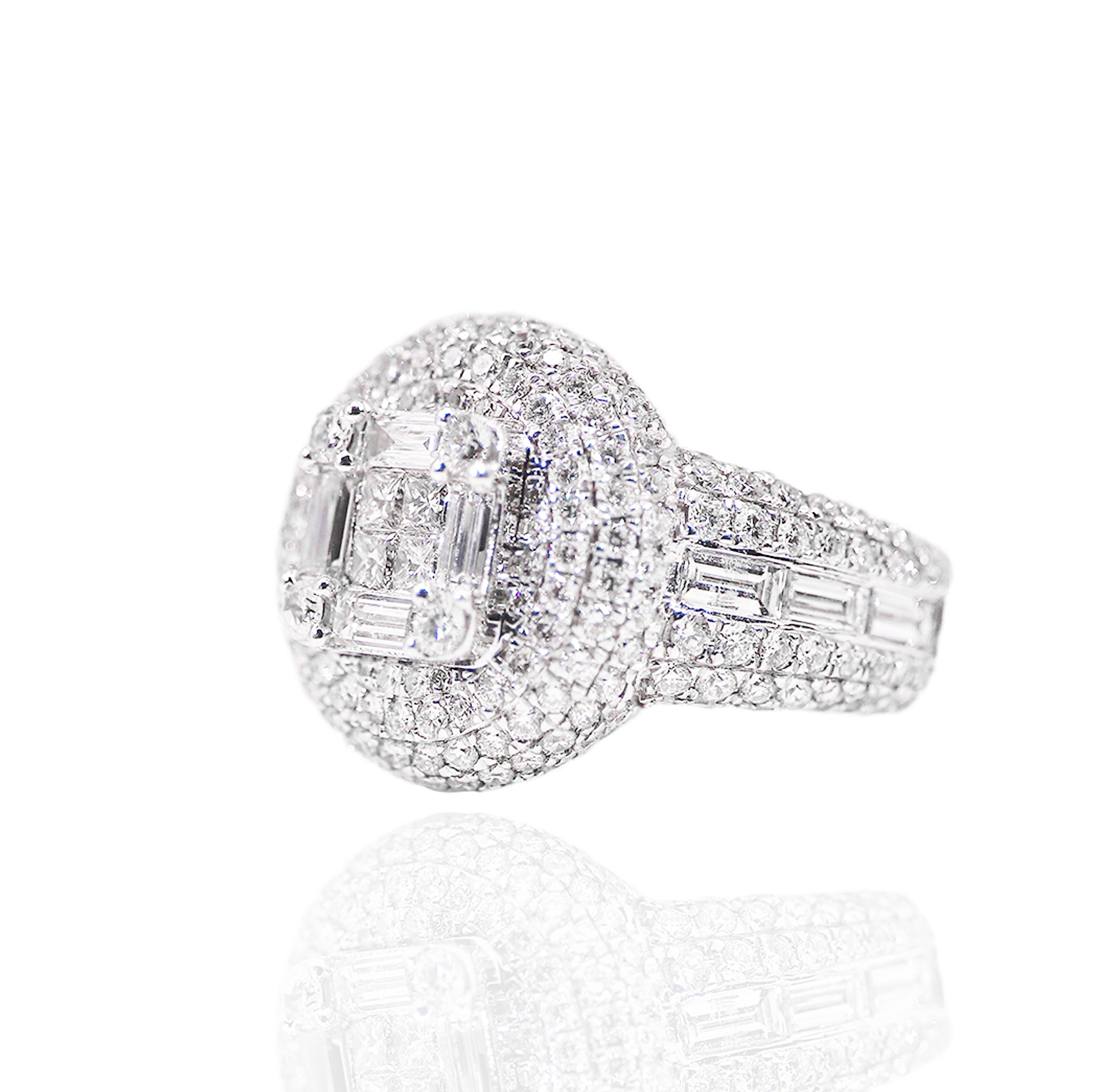 Round Top Baguette Diamond Ring