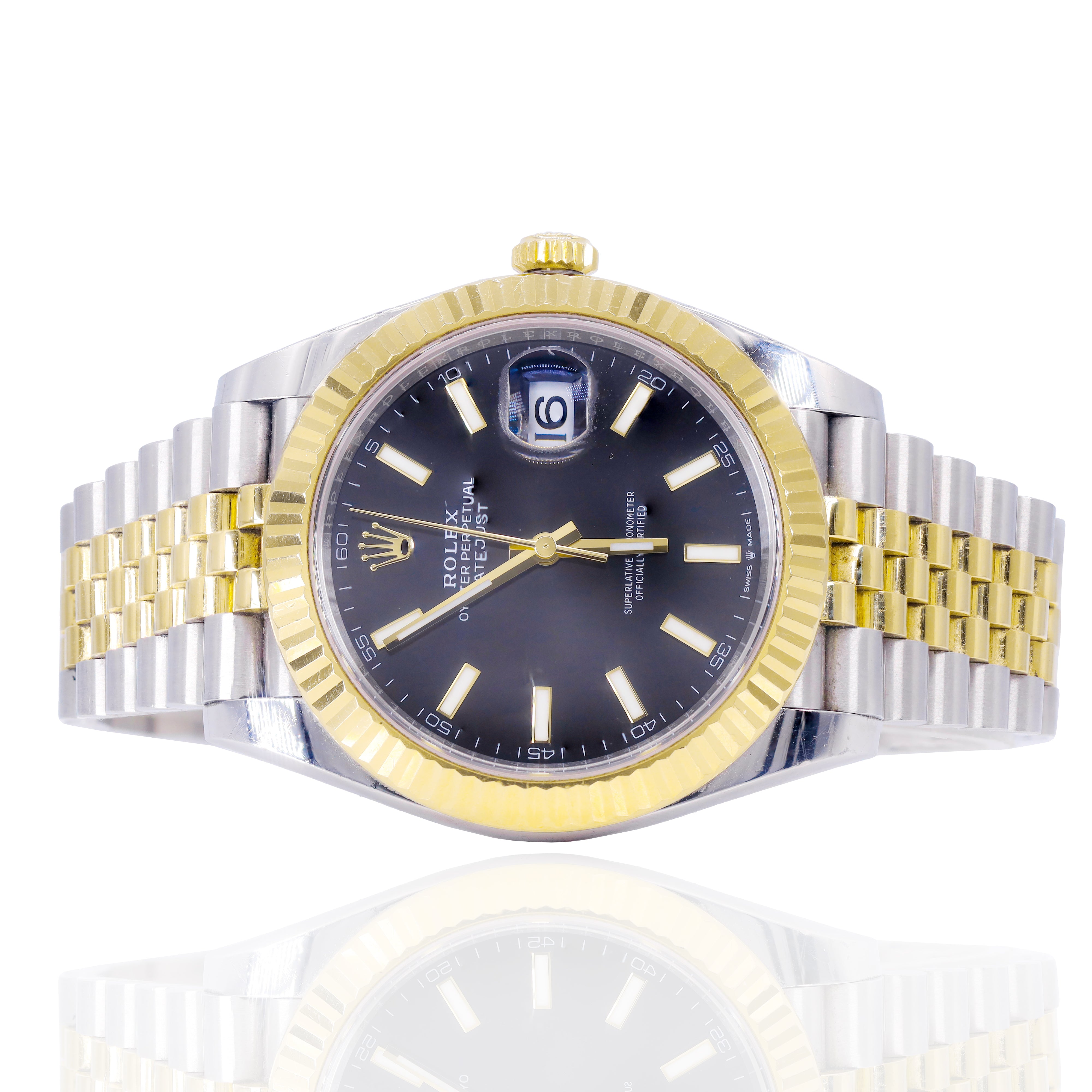 Rolex 126333 Datejust 41mm Jubilee Two-Tone 18K Gold Fluted Bezel & Black Marker Dial