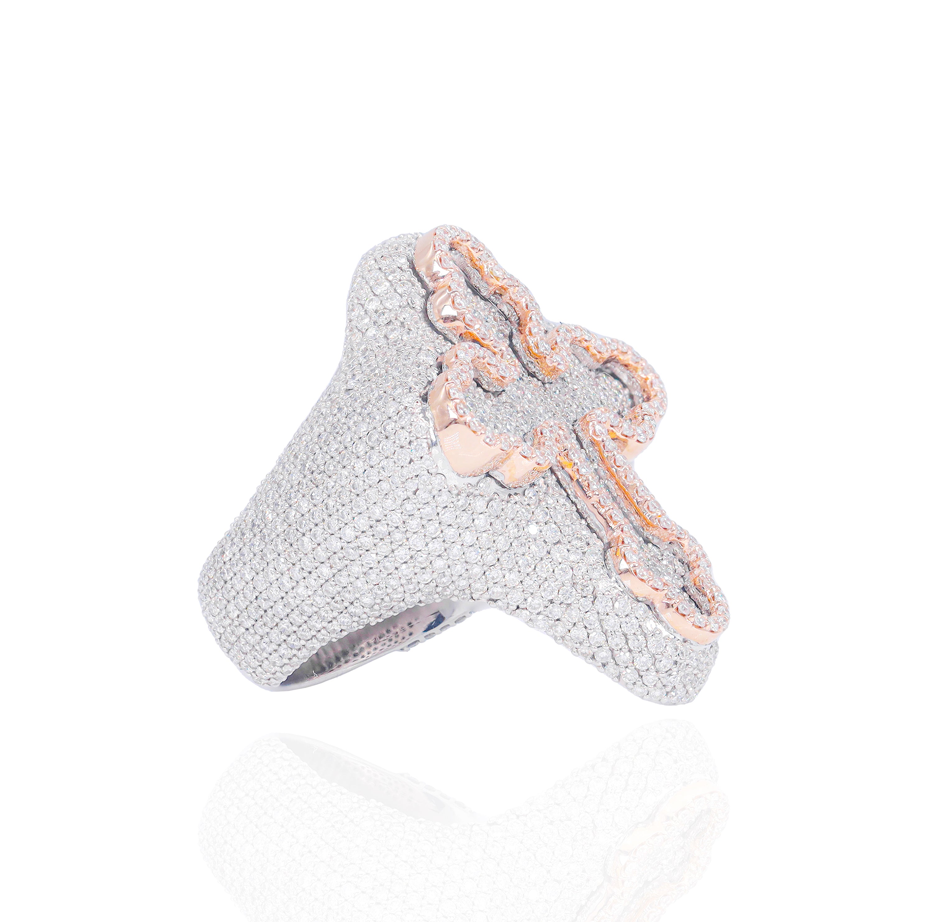 Two-Tone Diamond Cross Ring