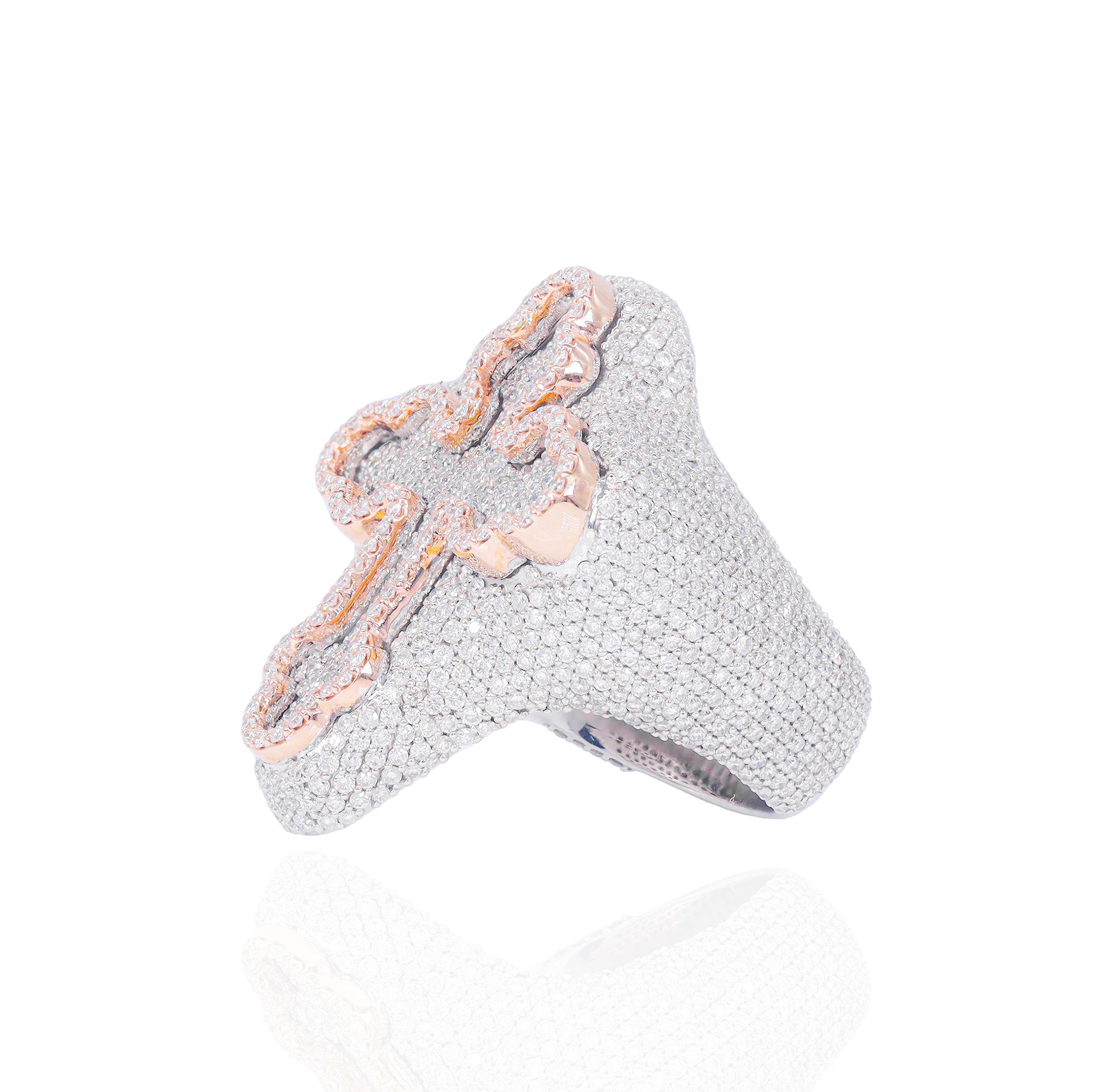 Two-Tone Diamond Cross Ring