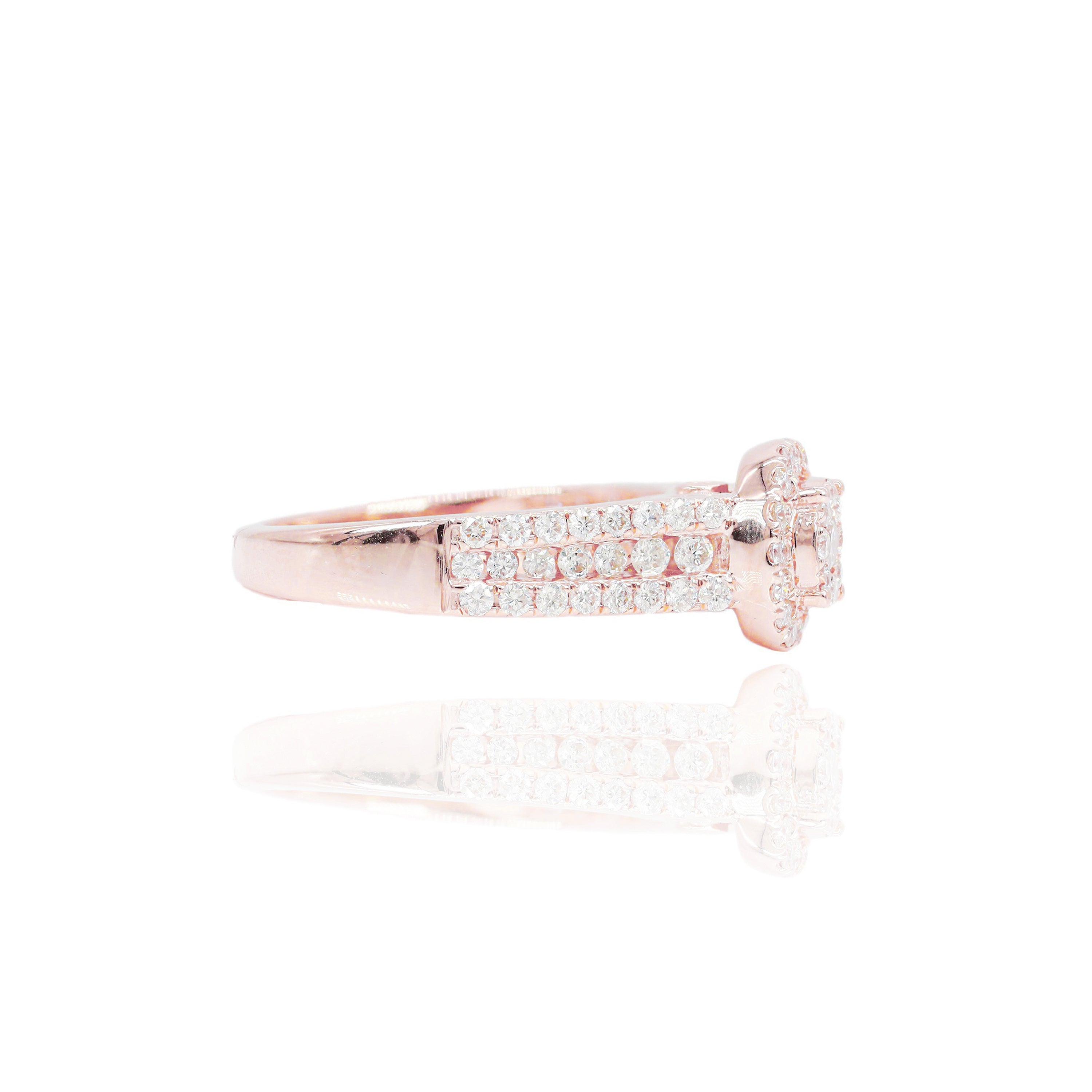 Round Cluster Diamond Engagement Ring w/ Halo & Band