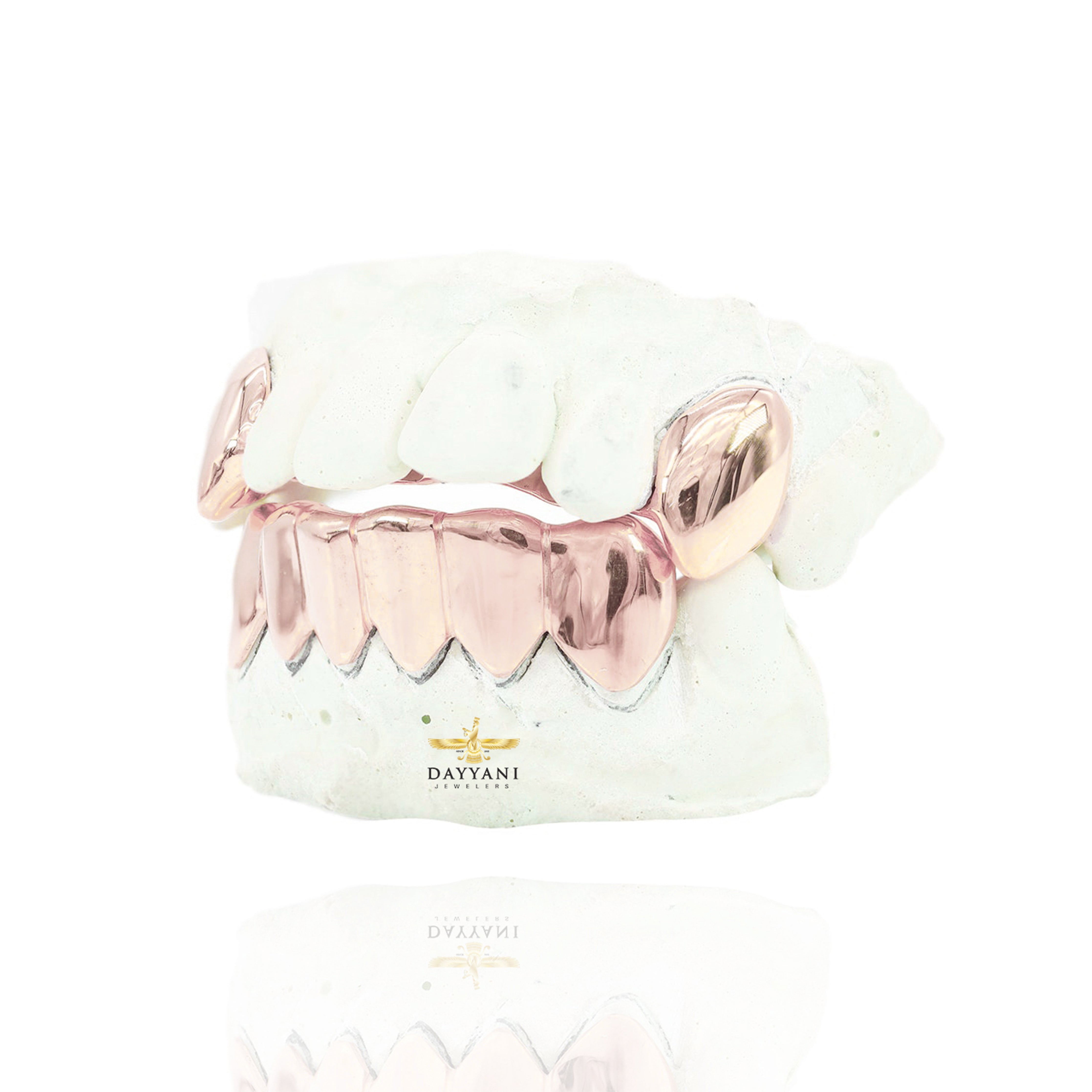 Custom 2 Teeth with Extended Fangs & 6 Bottom Gold Grillz