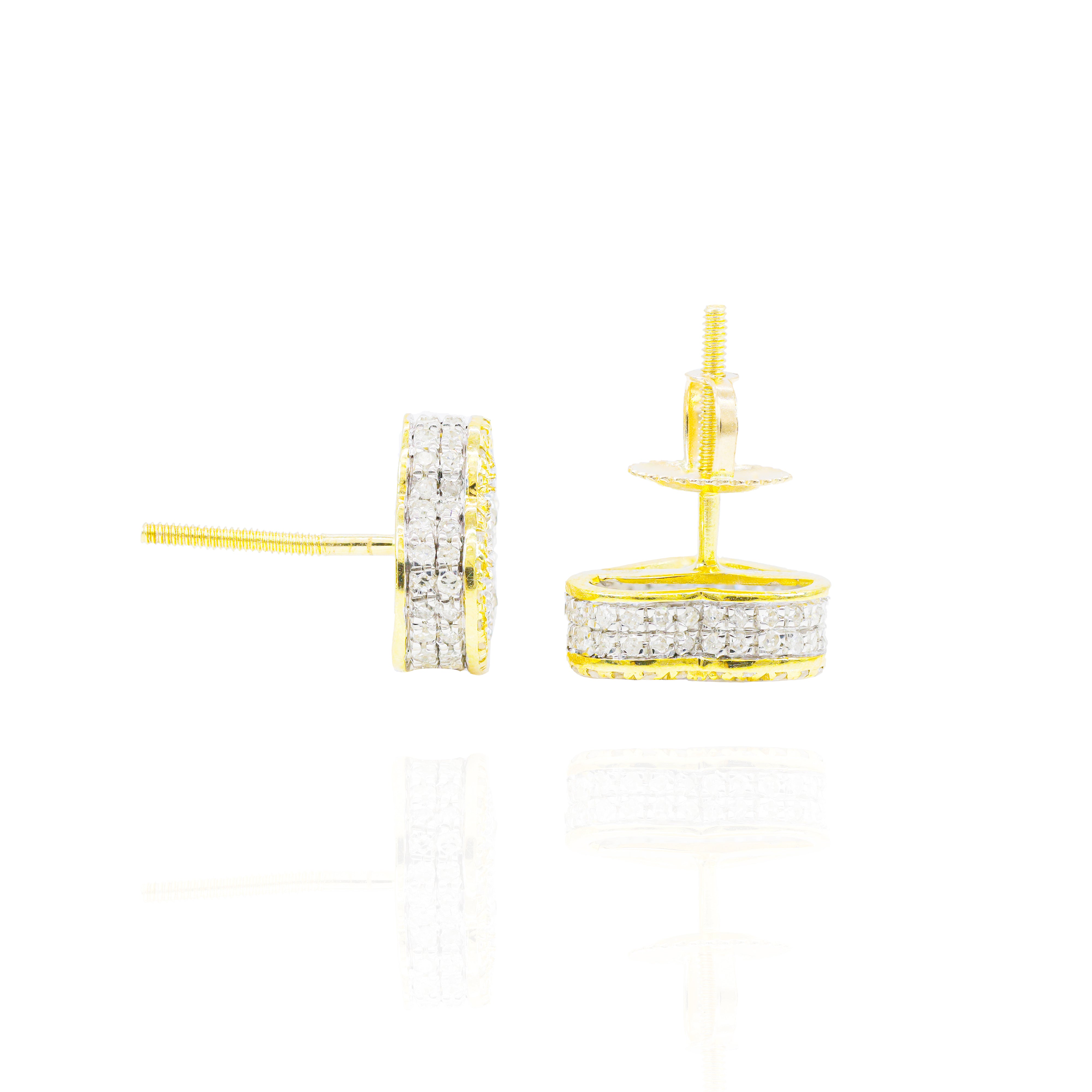 Two-Tone Heart Shape Baguette & Round Diamond Earrings