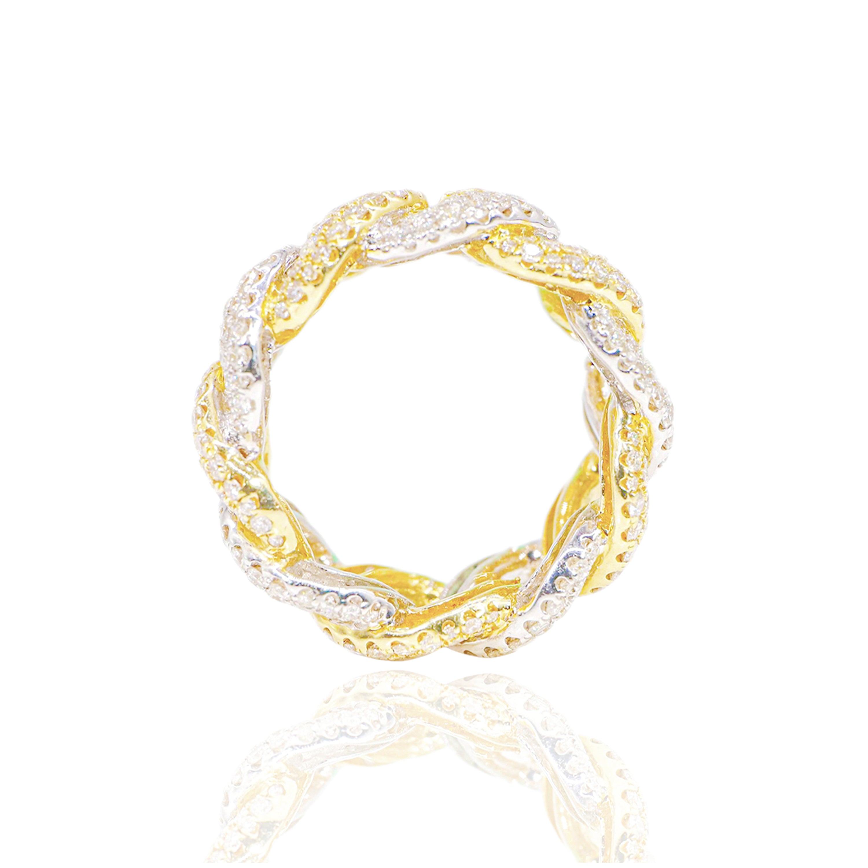 14mm Two-Tone Cuban Eternity Diamond Ring
