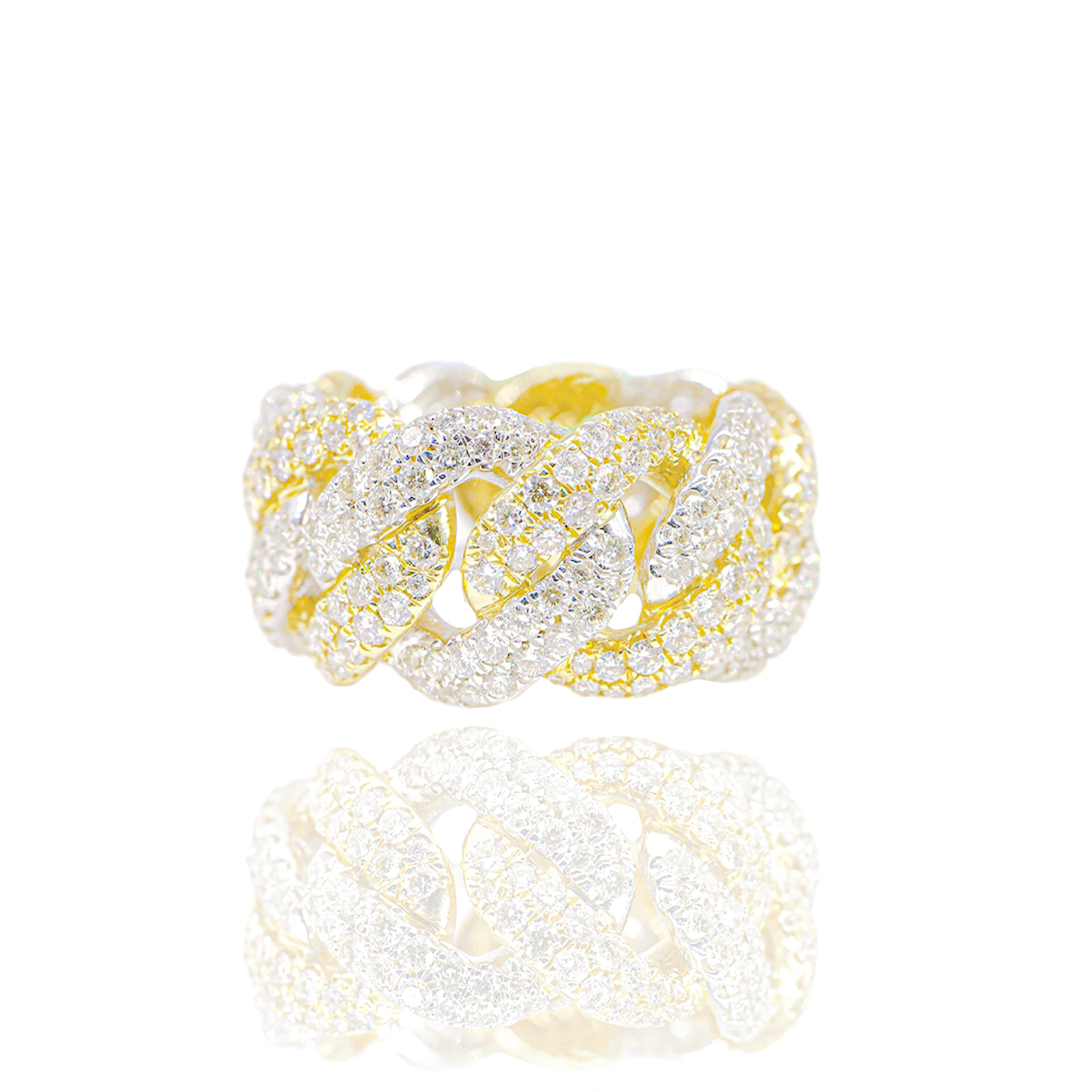 14mm Two-Tone Cuban Eternity Diamond Ring