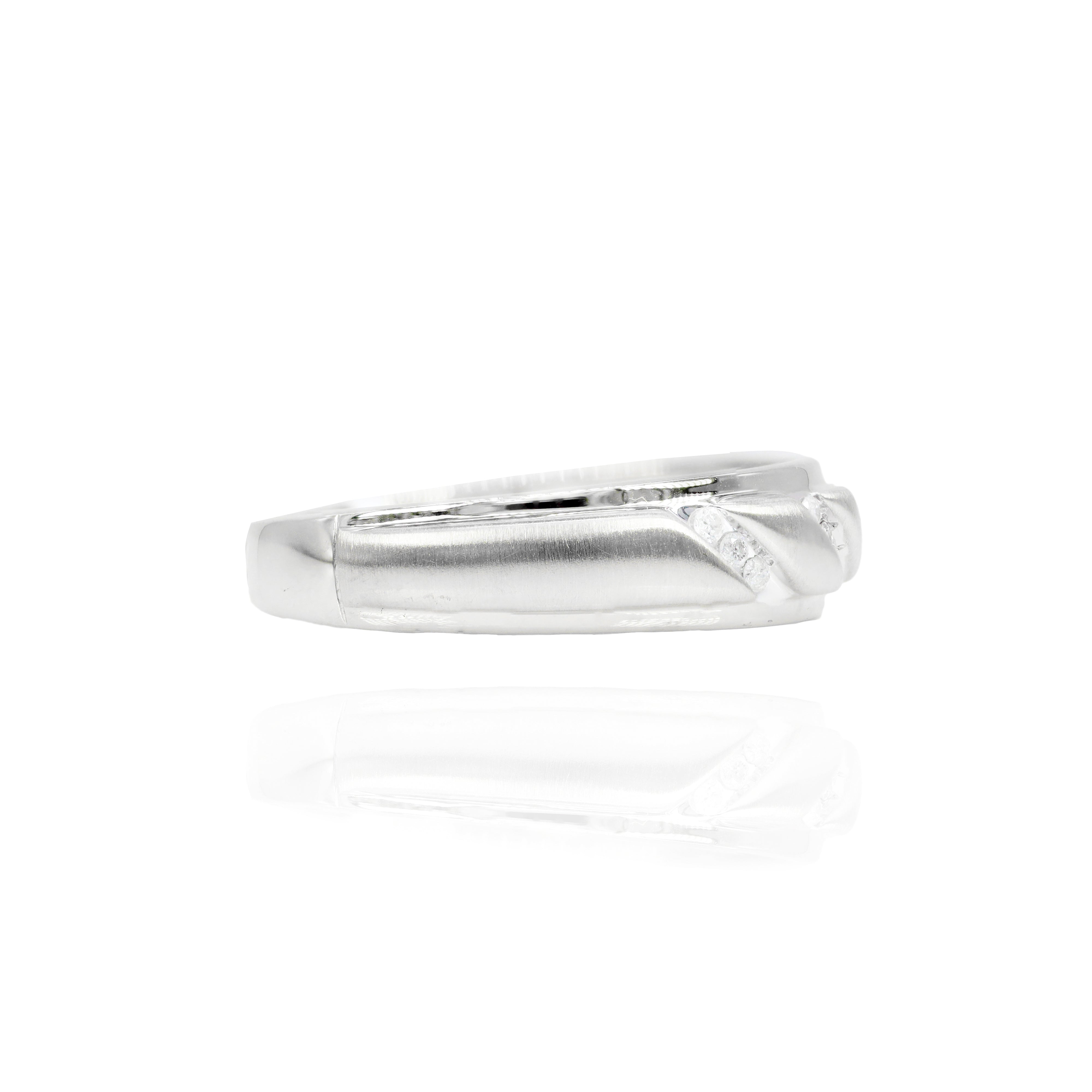 3 Row Diamond White Gold Men's Band