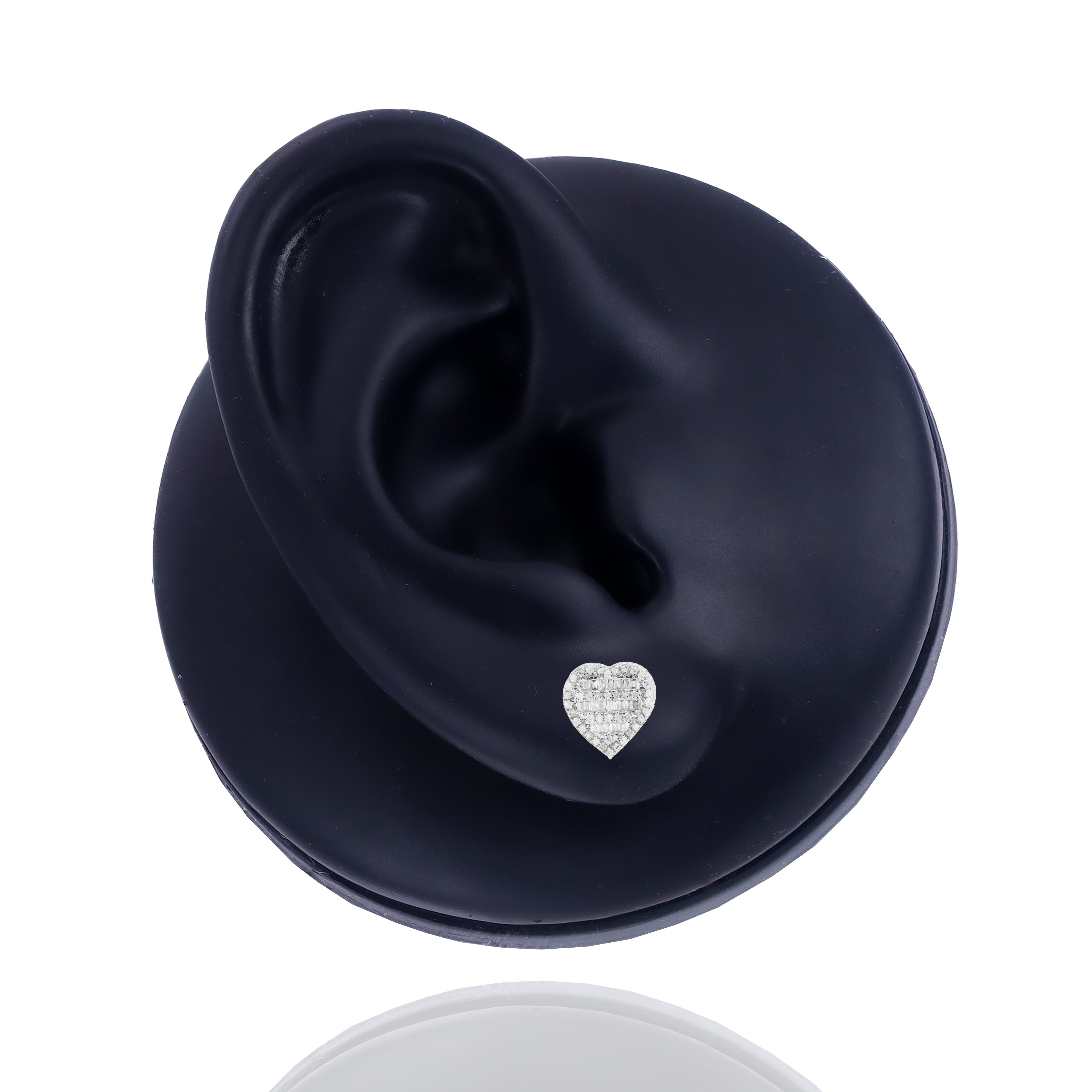 Two-Tone Heart Shape Baguette & Round Diamond Earrings