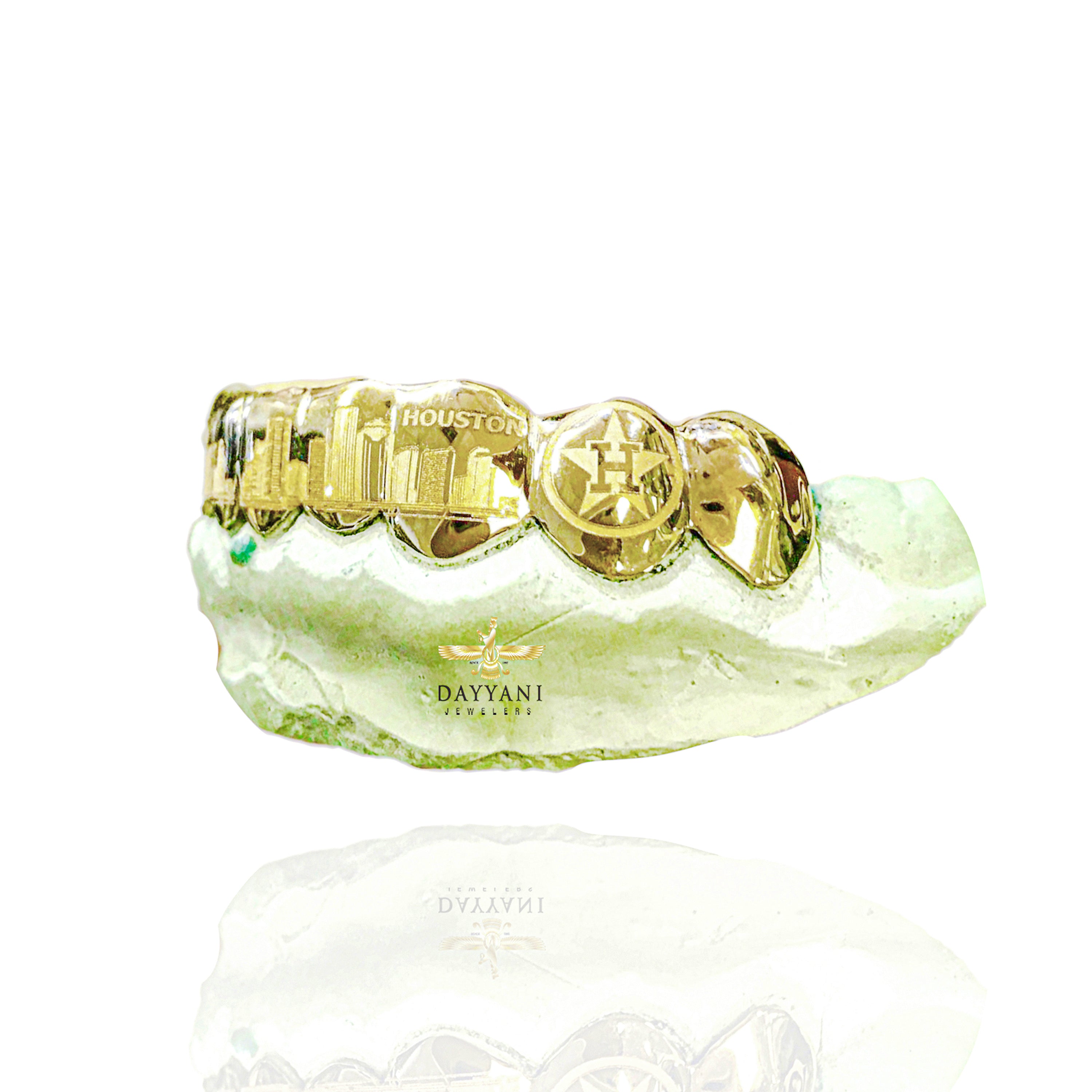 Custom 8 Teeth with Houston Astros World Series & Houston Rockets Edition Gold Grillz