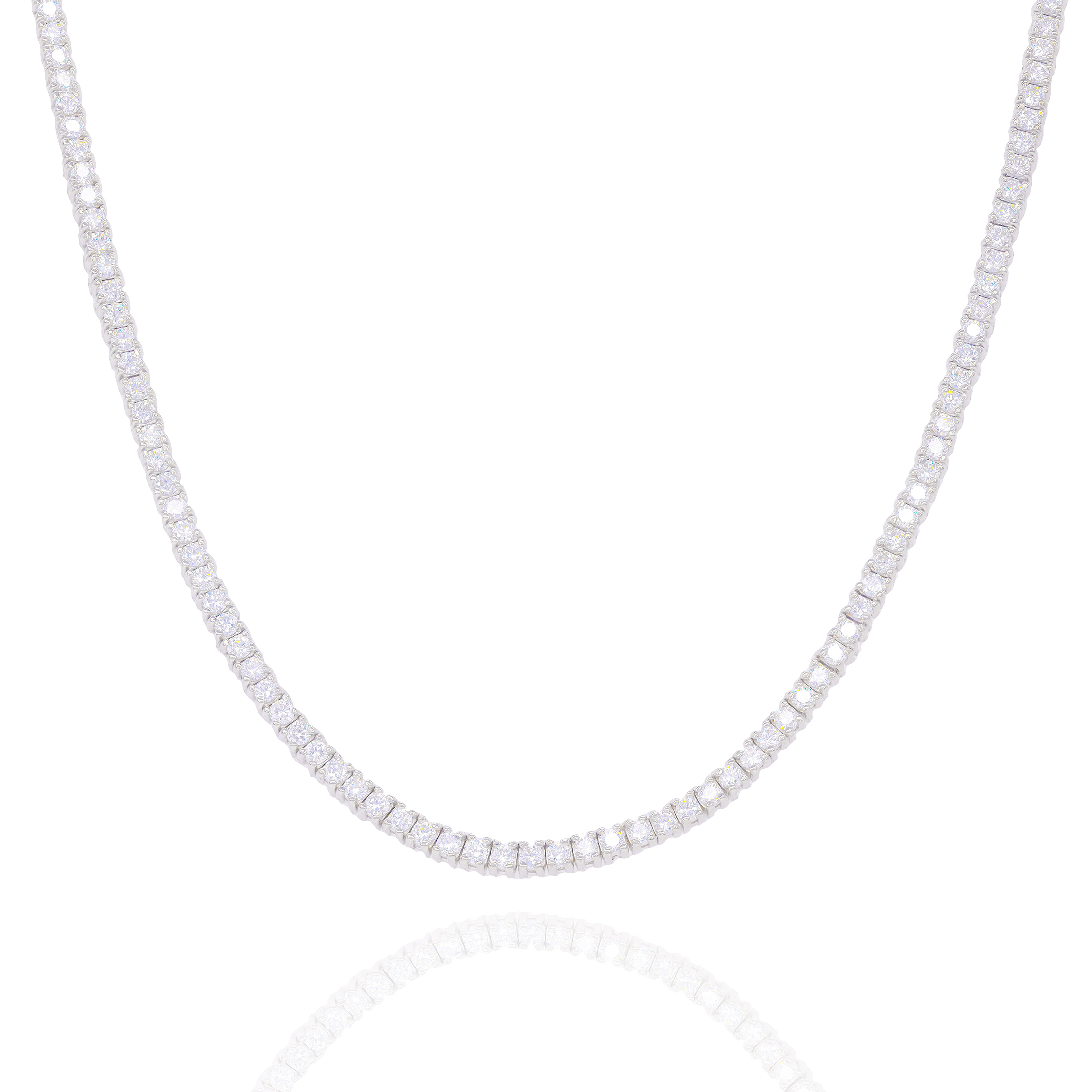 3-Pointer White Gold Natural Diamond Tennis Chain