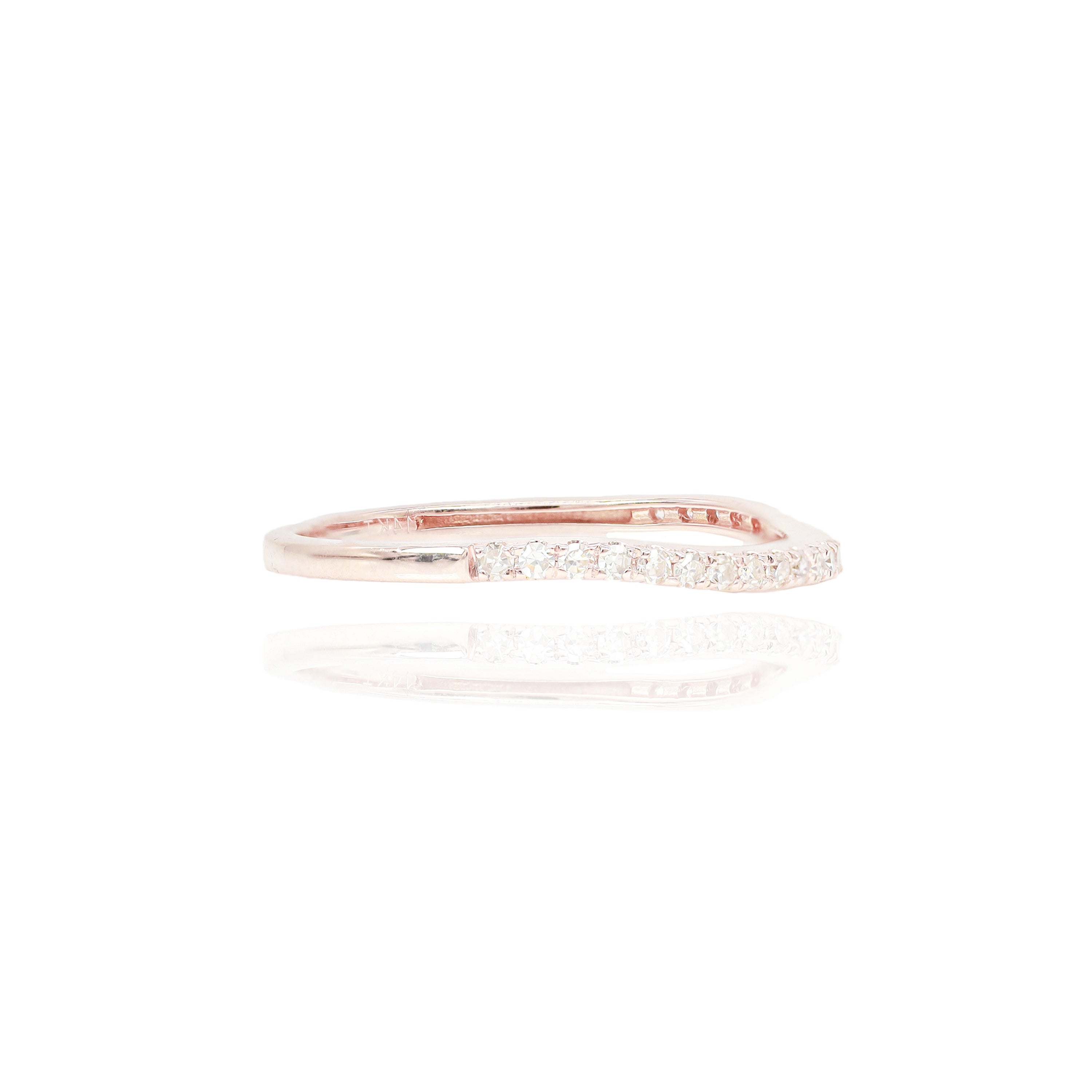Rose Gold Baguette Diamond Engagement Ring & Band