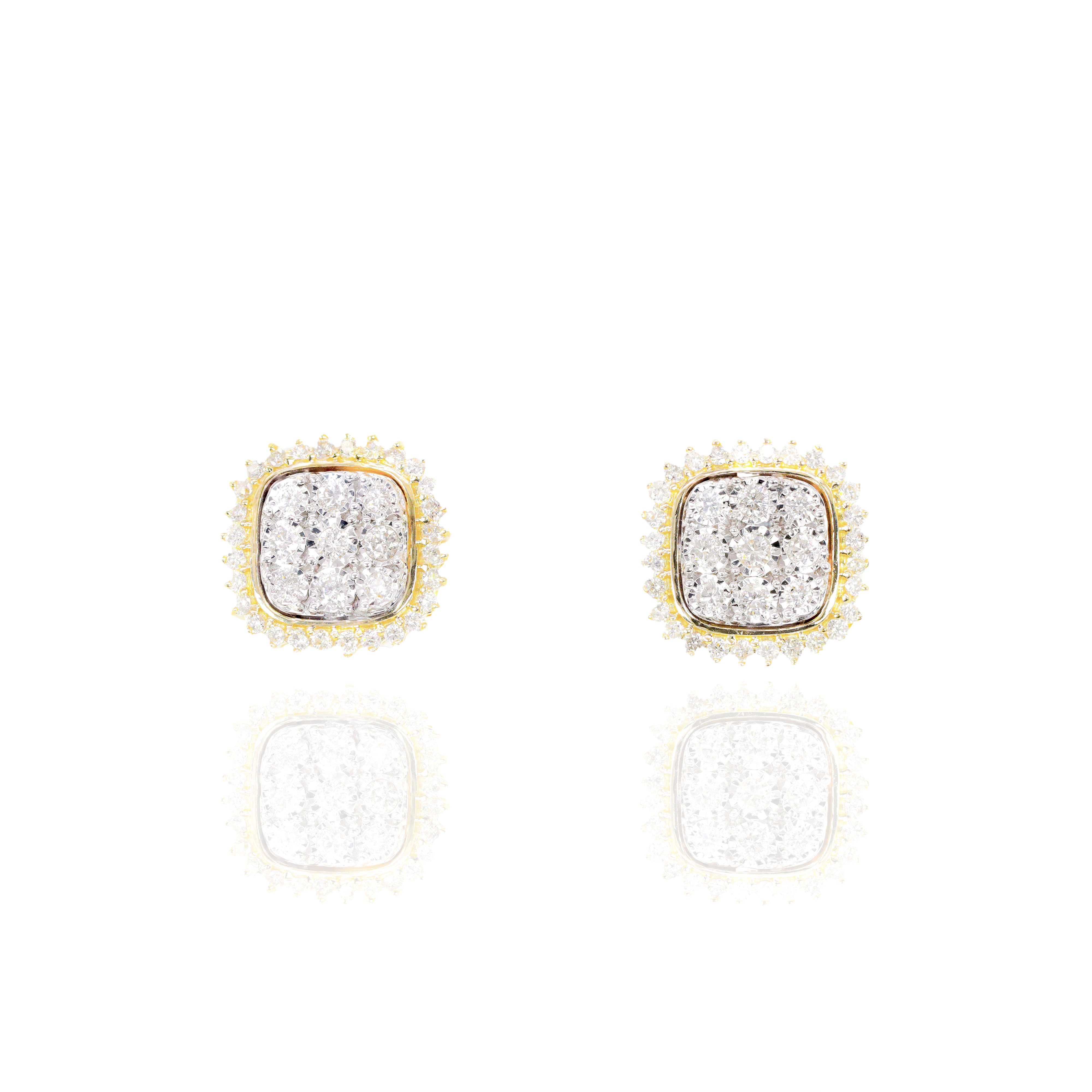 3 Row Jagged Diamond Earrings