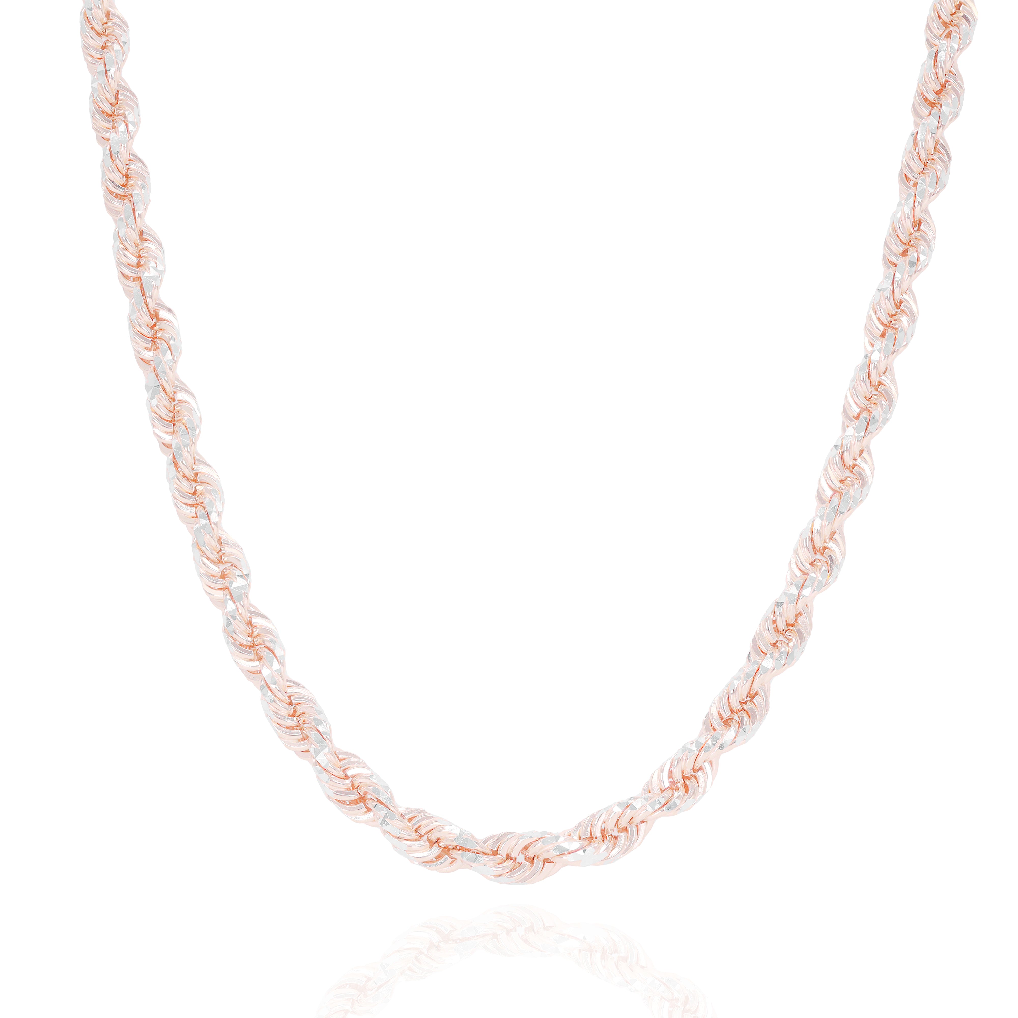14KT Two-Tone Diamond Cut Rope Rose Gold Chain