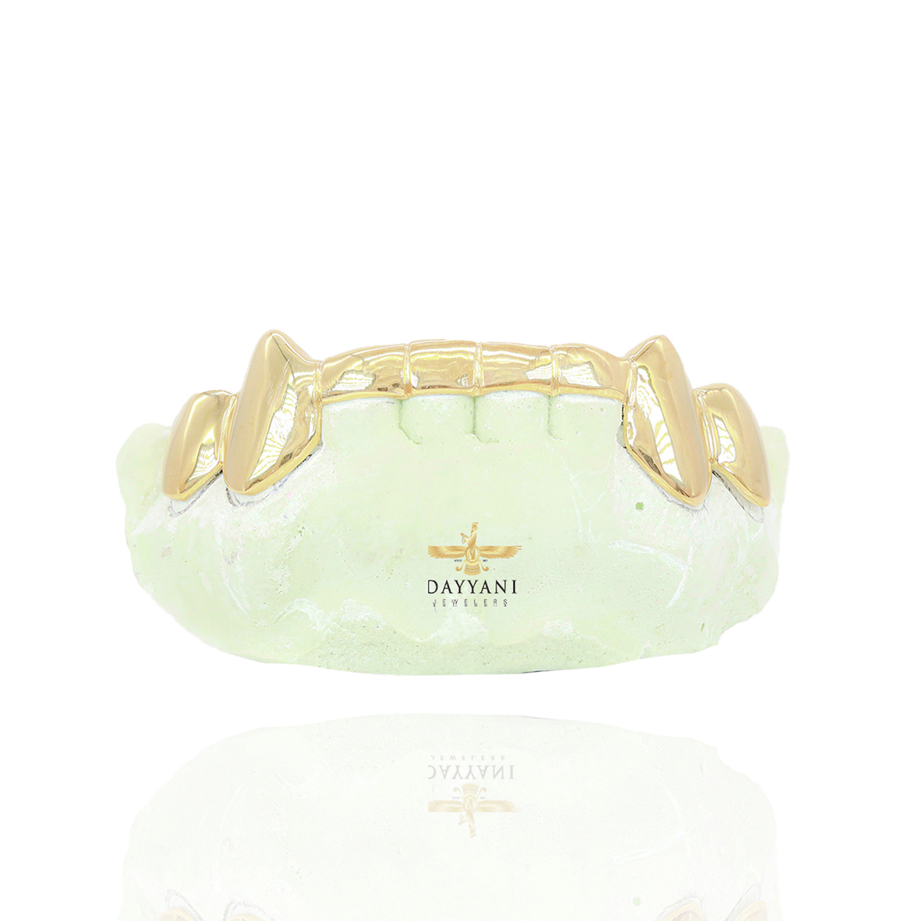 Custom 8 Teeth with Front Bar with Extended Fangs Grillz