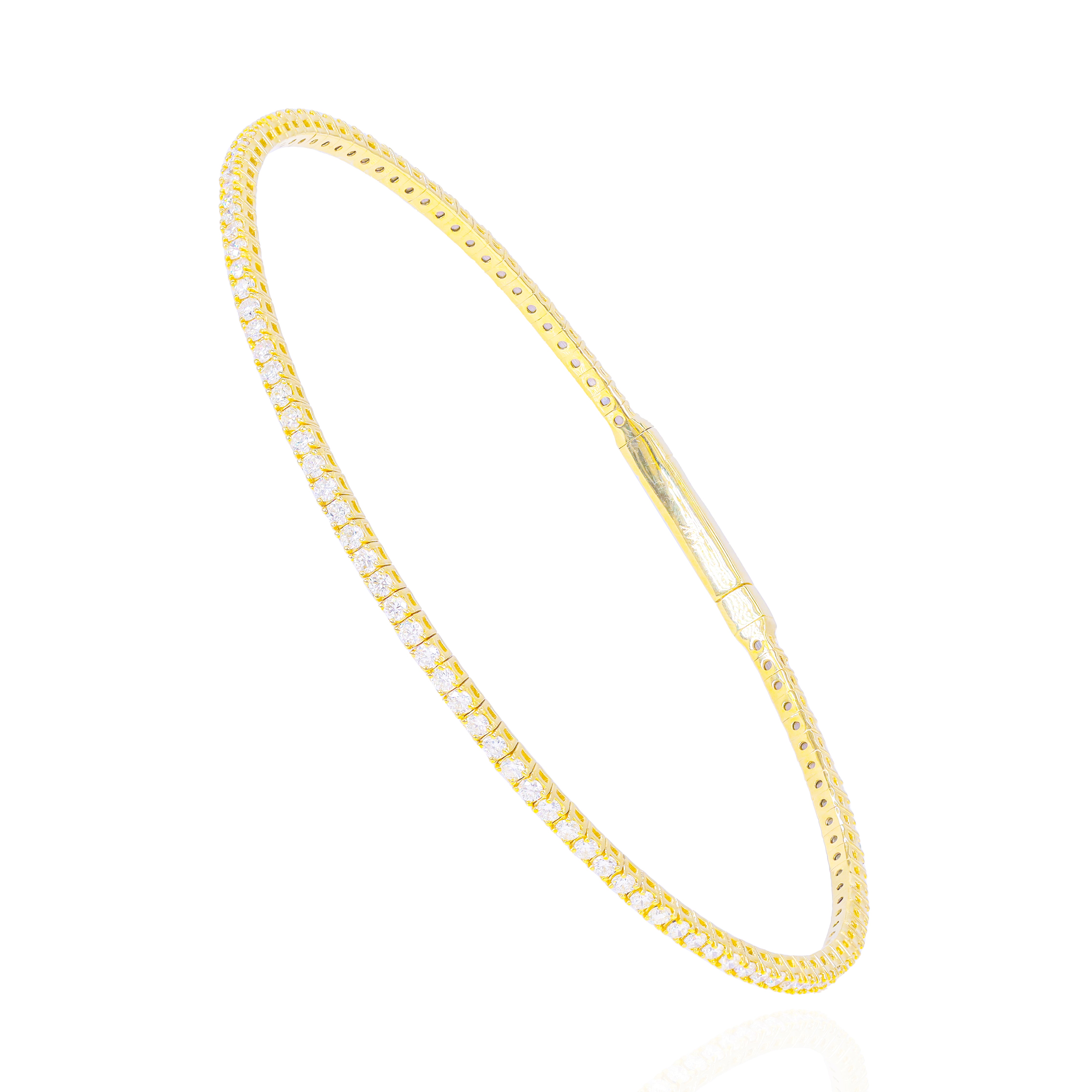2-Pointer Diamond Flexible Gold Bangle Bracelet