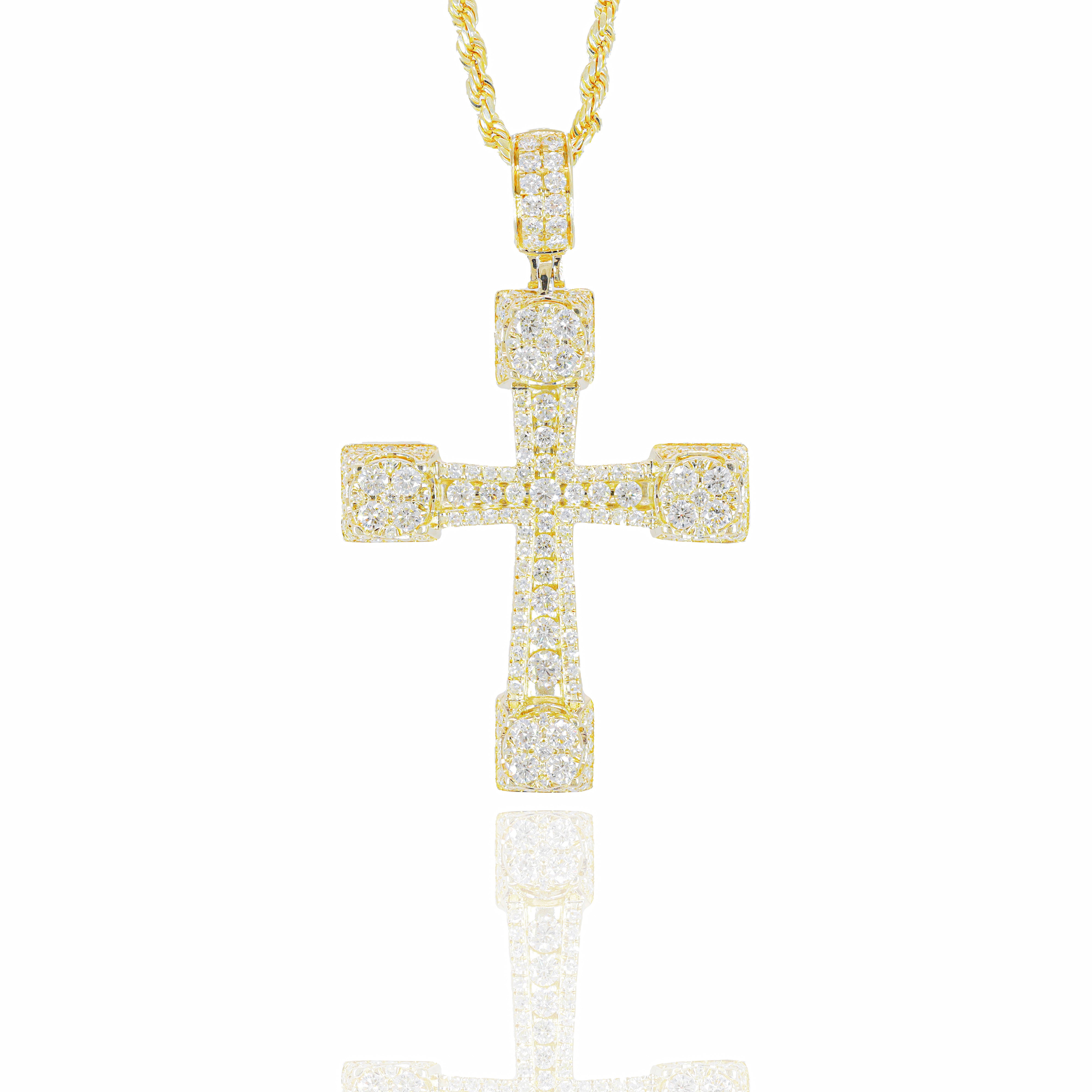Flower Diamond Cross Pendant