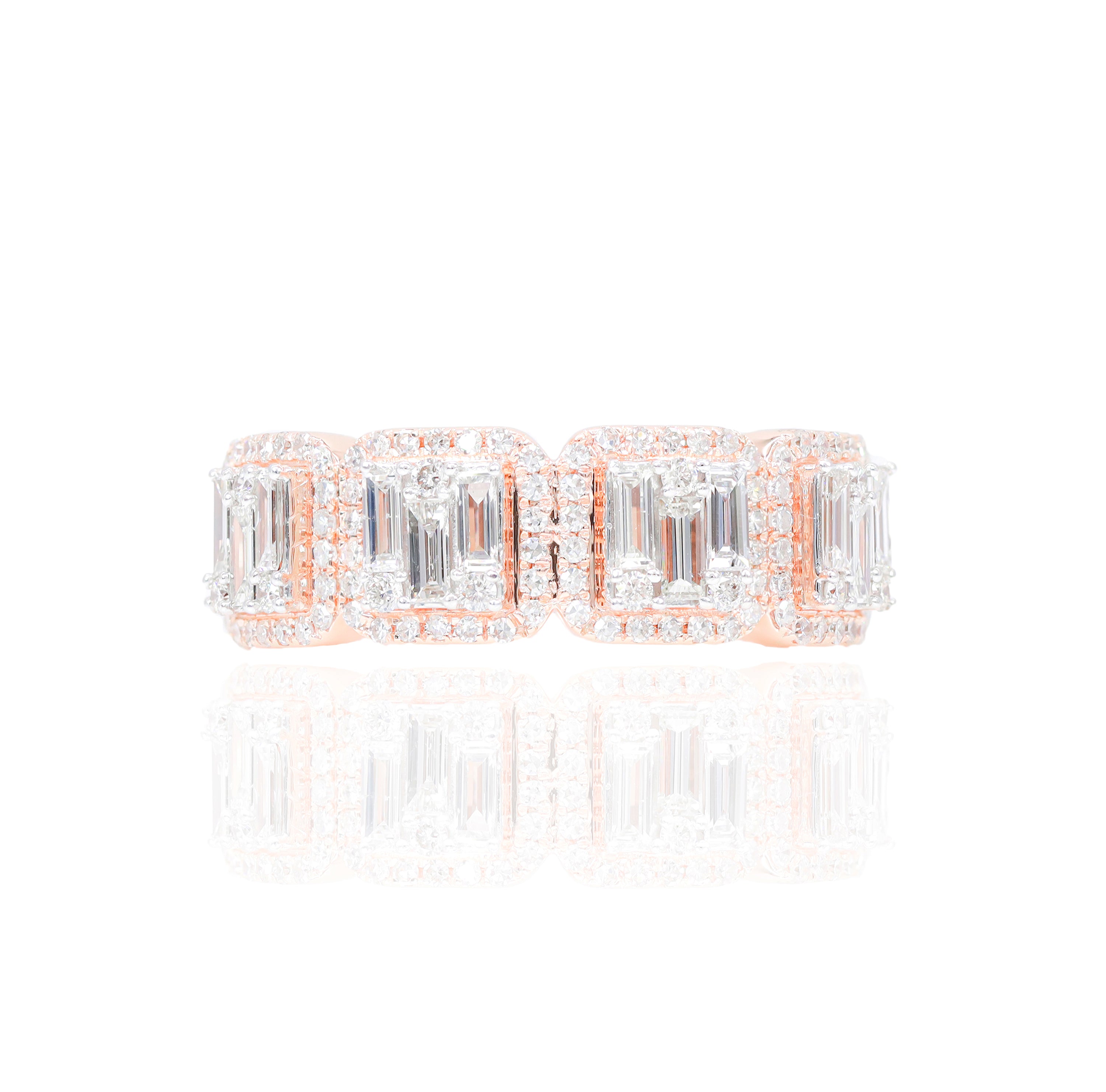 Sectional Square Baguette & Round Diamond Ring