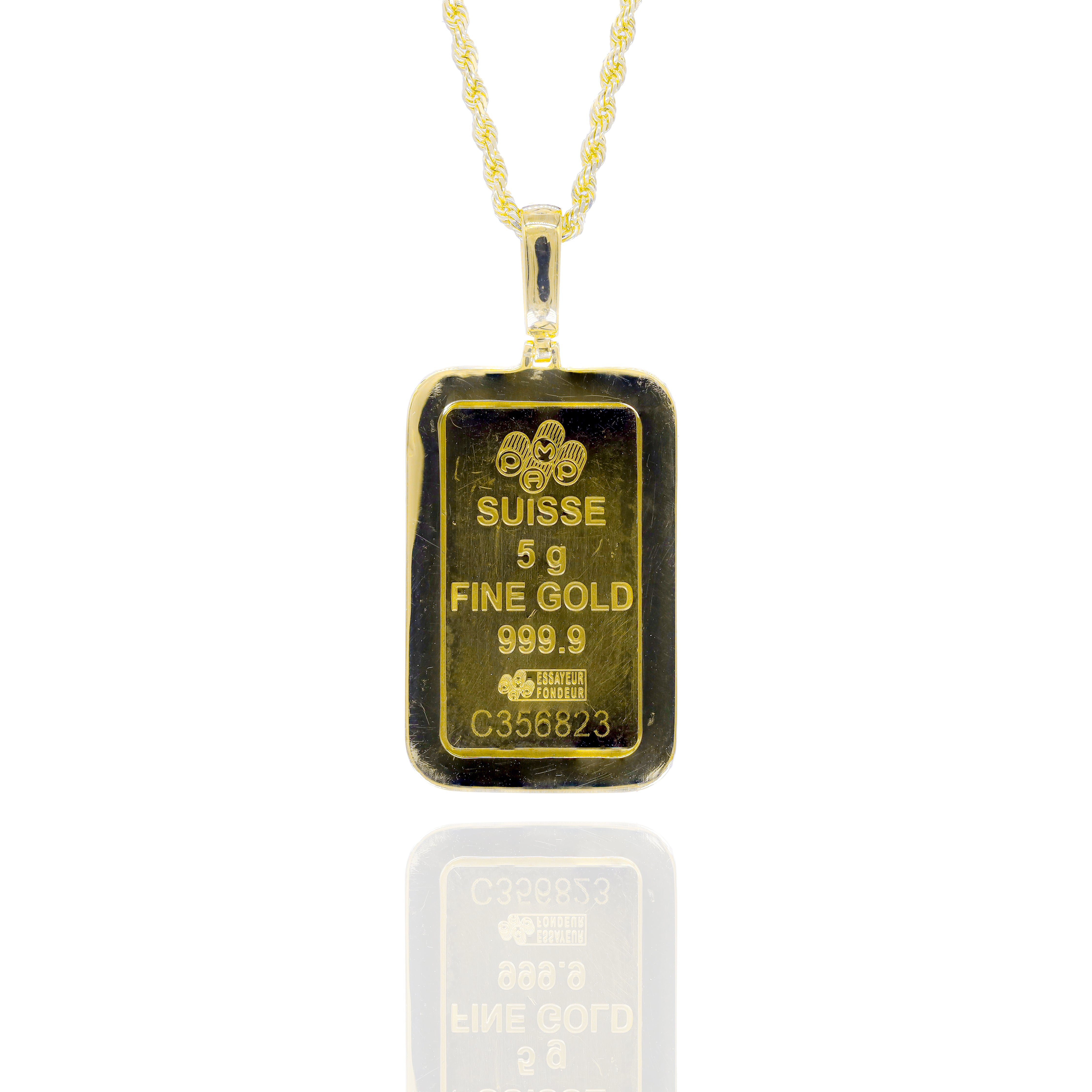 5g Gold Coin with Diamond Bezel Gold Pendant