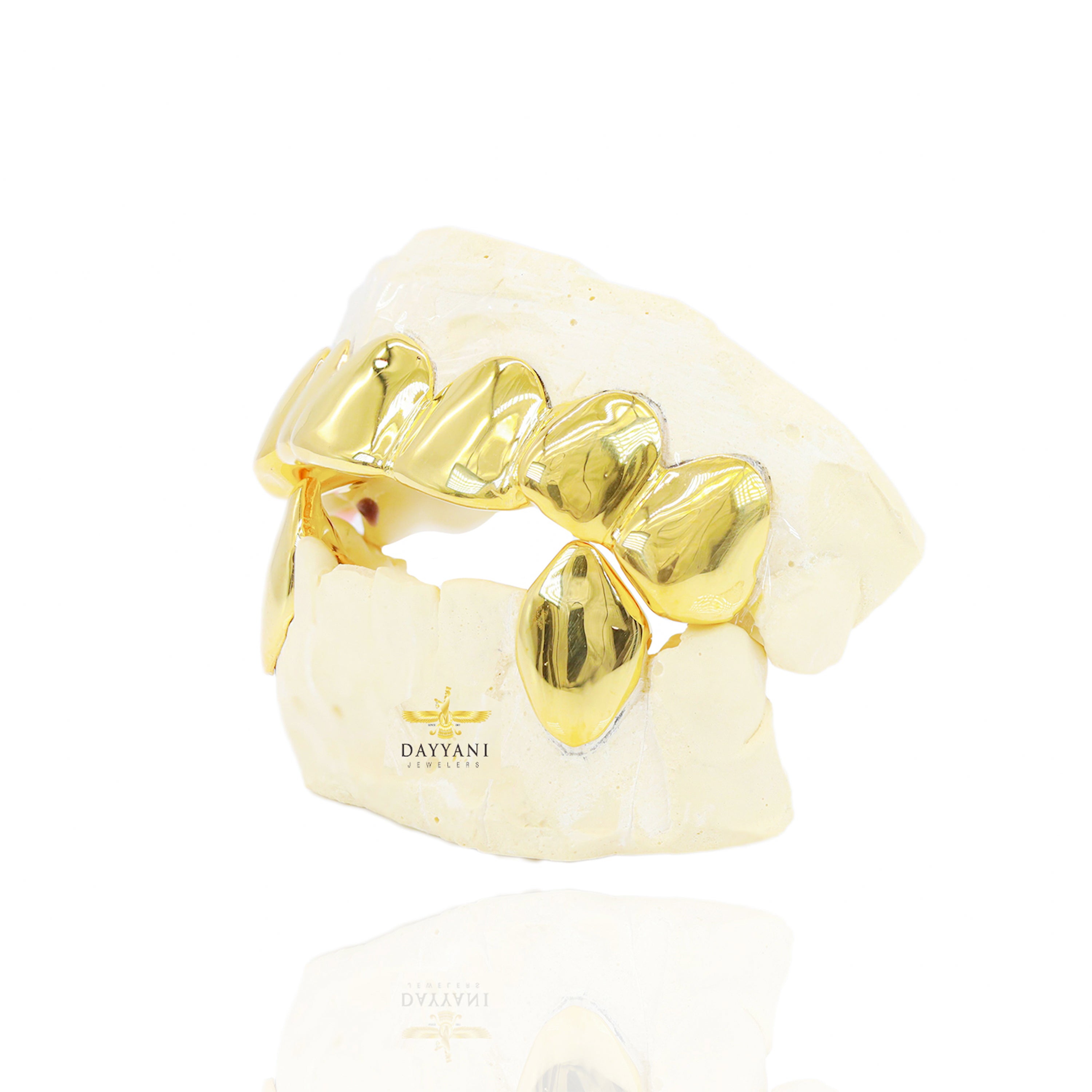 Custom 6 Teeth & 2 Teeth with Extended Fangs Gold Grillz