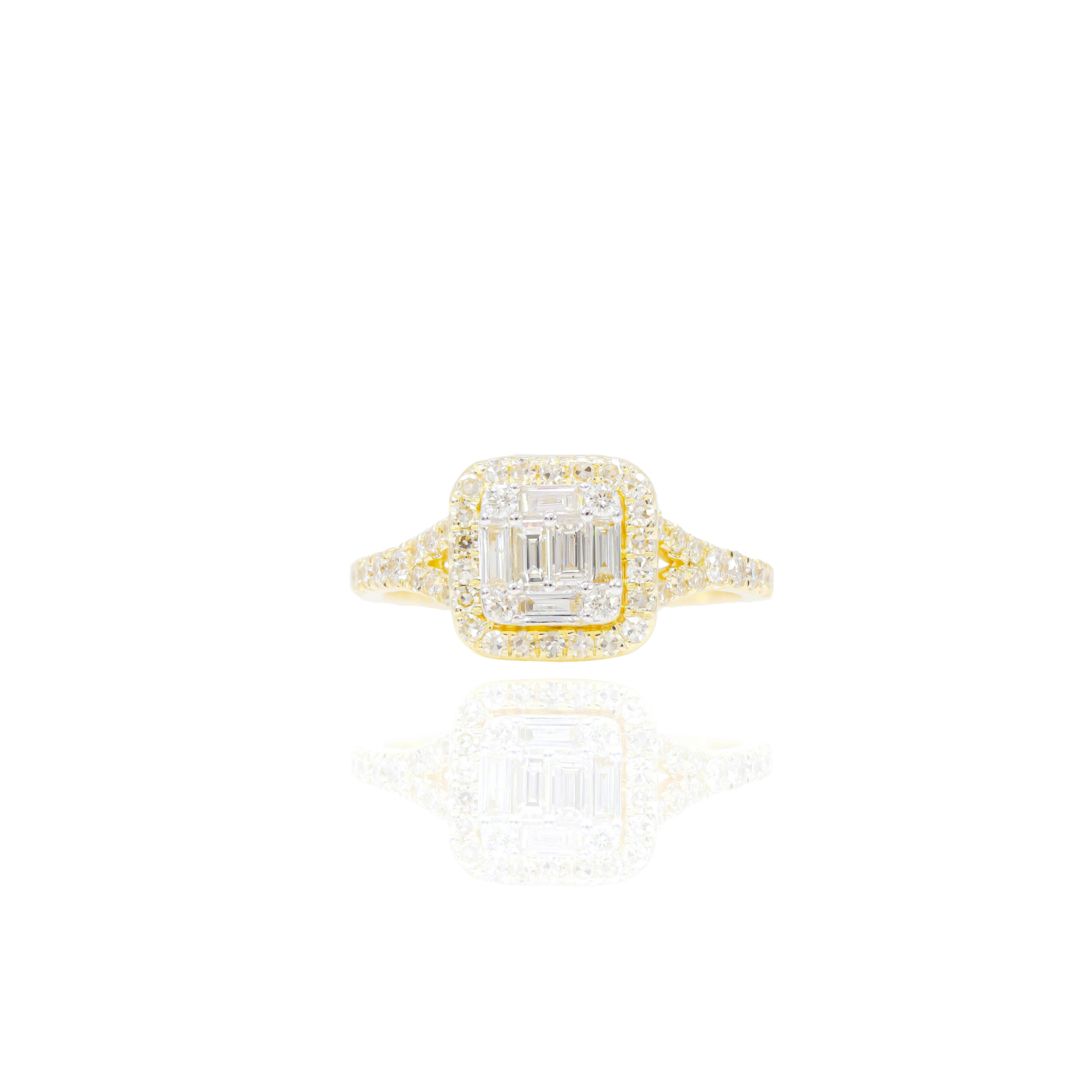 Diamond Princess Cut Shape Baguette Engagement Ring & Band