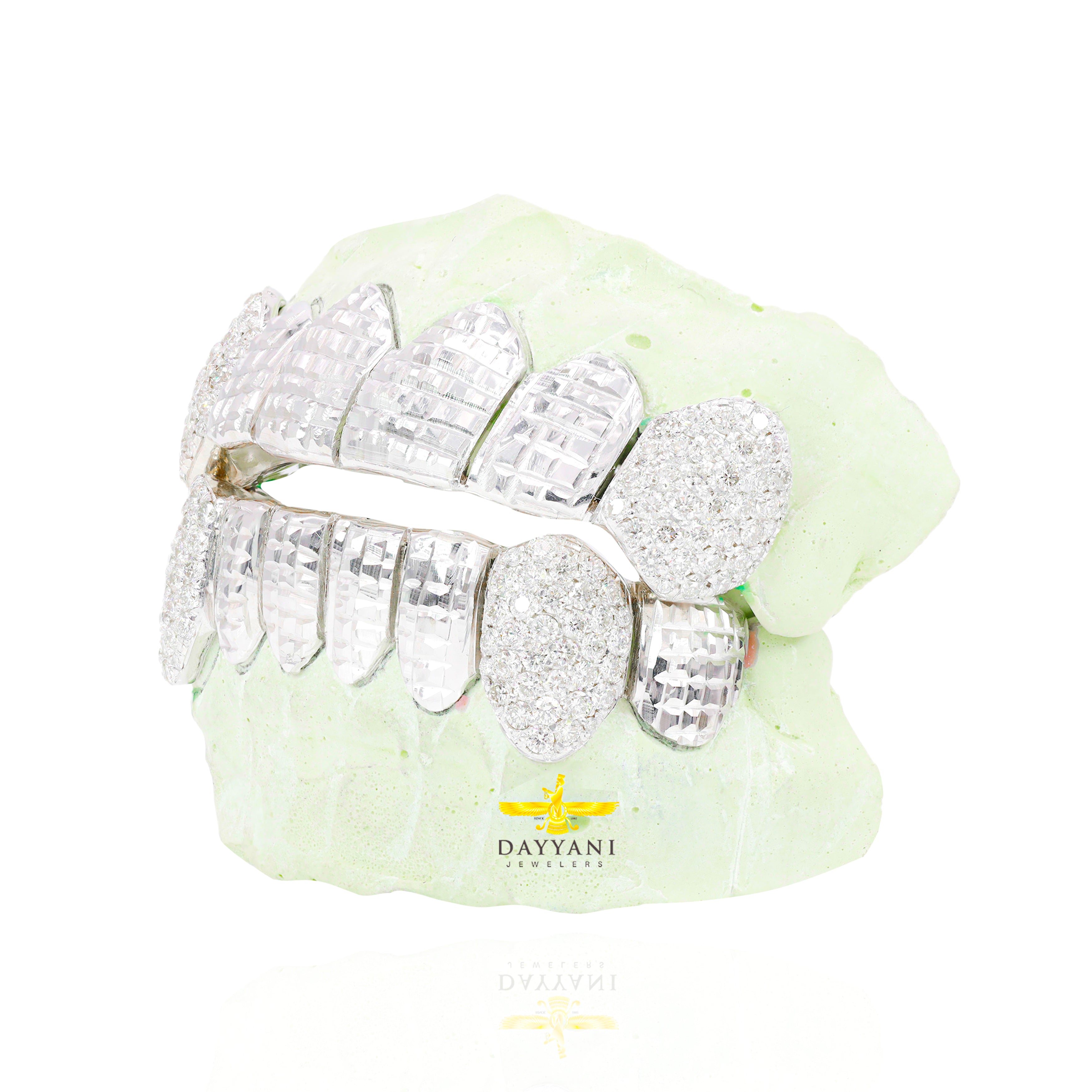 Custom 8 on 8 Princess Design Cuts with Bussdown on Fangs Gold Grillz