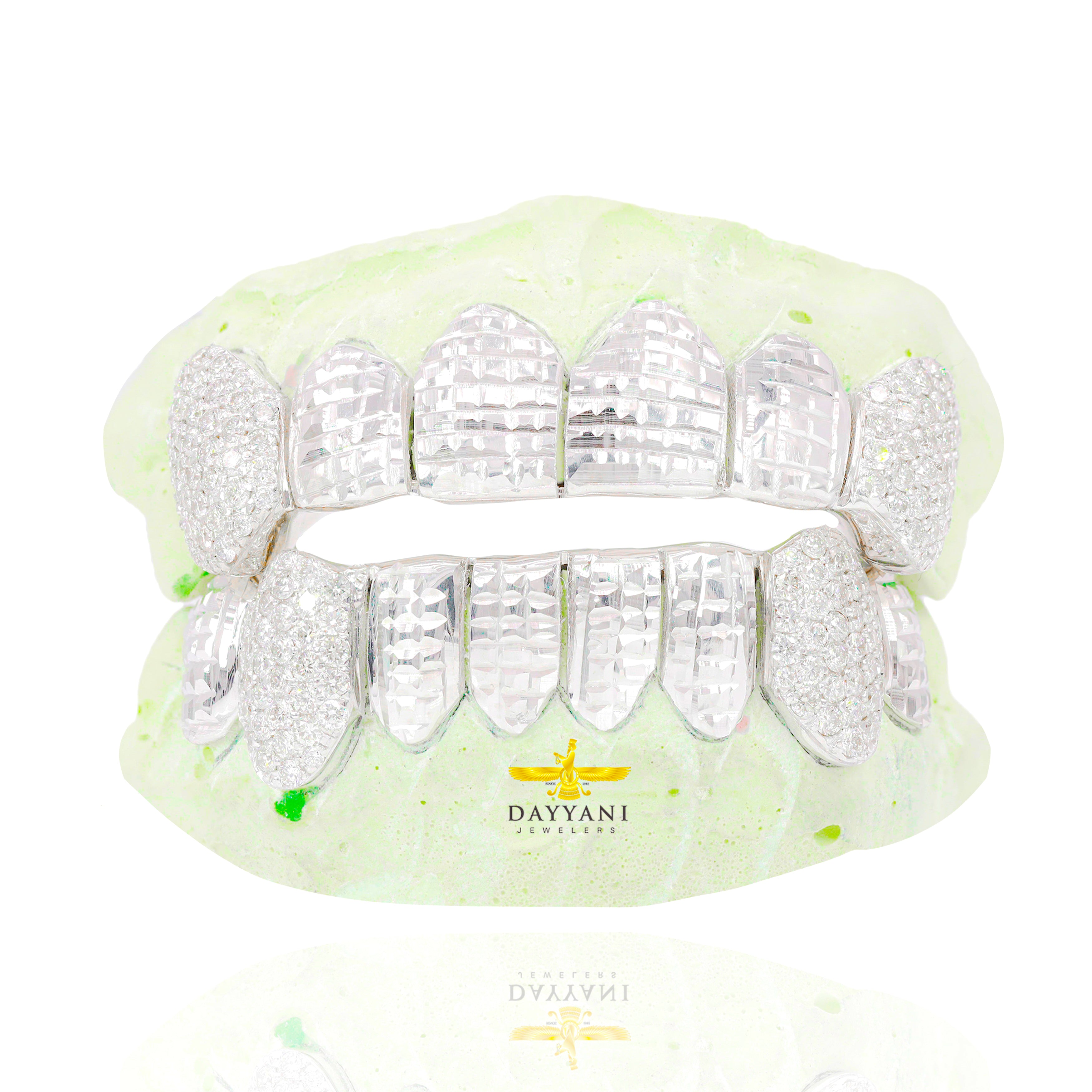 Custom 8 on 8 Princess Design Cuts with Bussdown on Fangs Gold Grillz