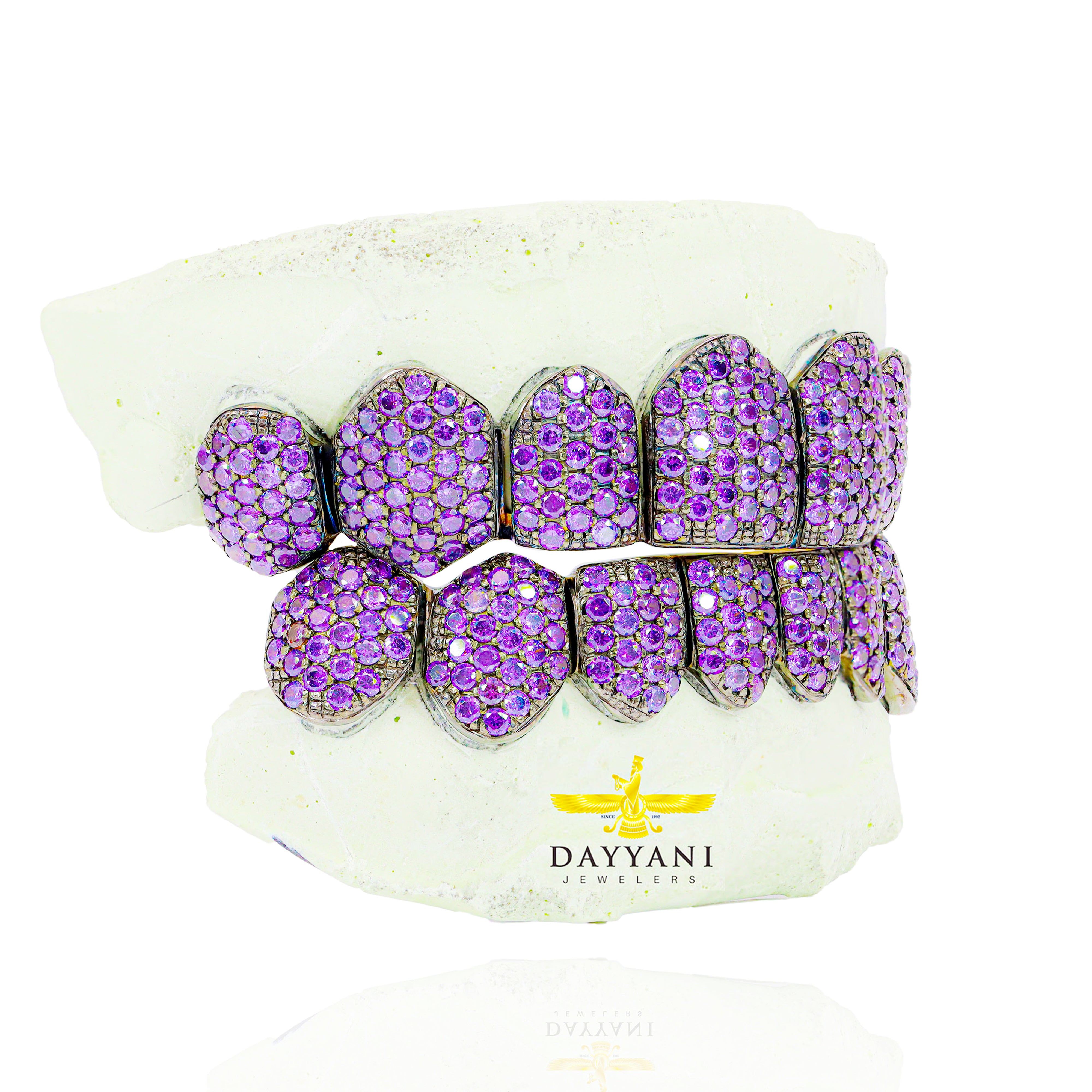 Custom Purple Gemstones & Black Rhodium Gold Grillz