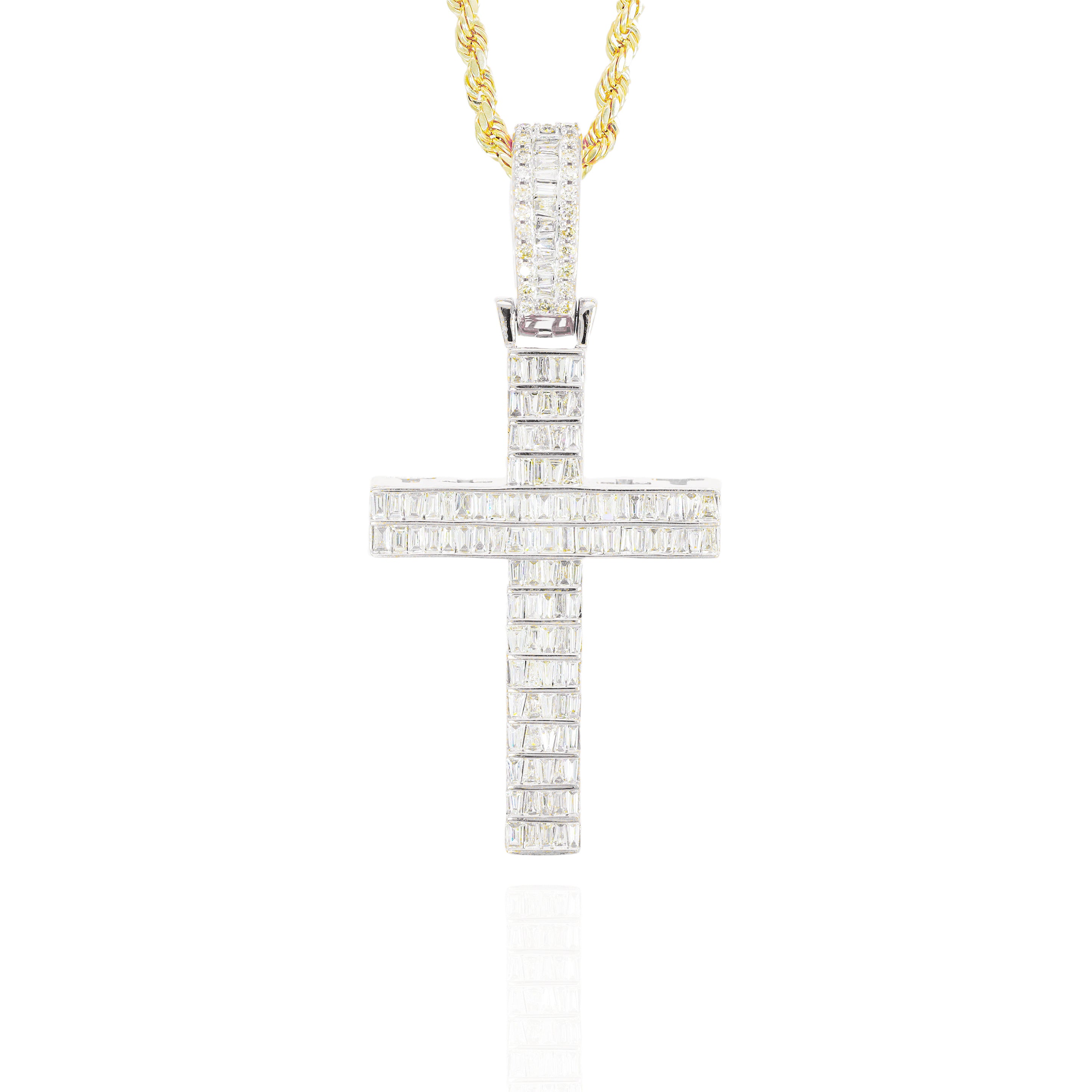 Baguette Channel Set Diamond Cross Pendant