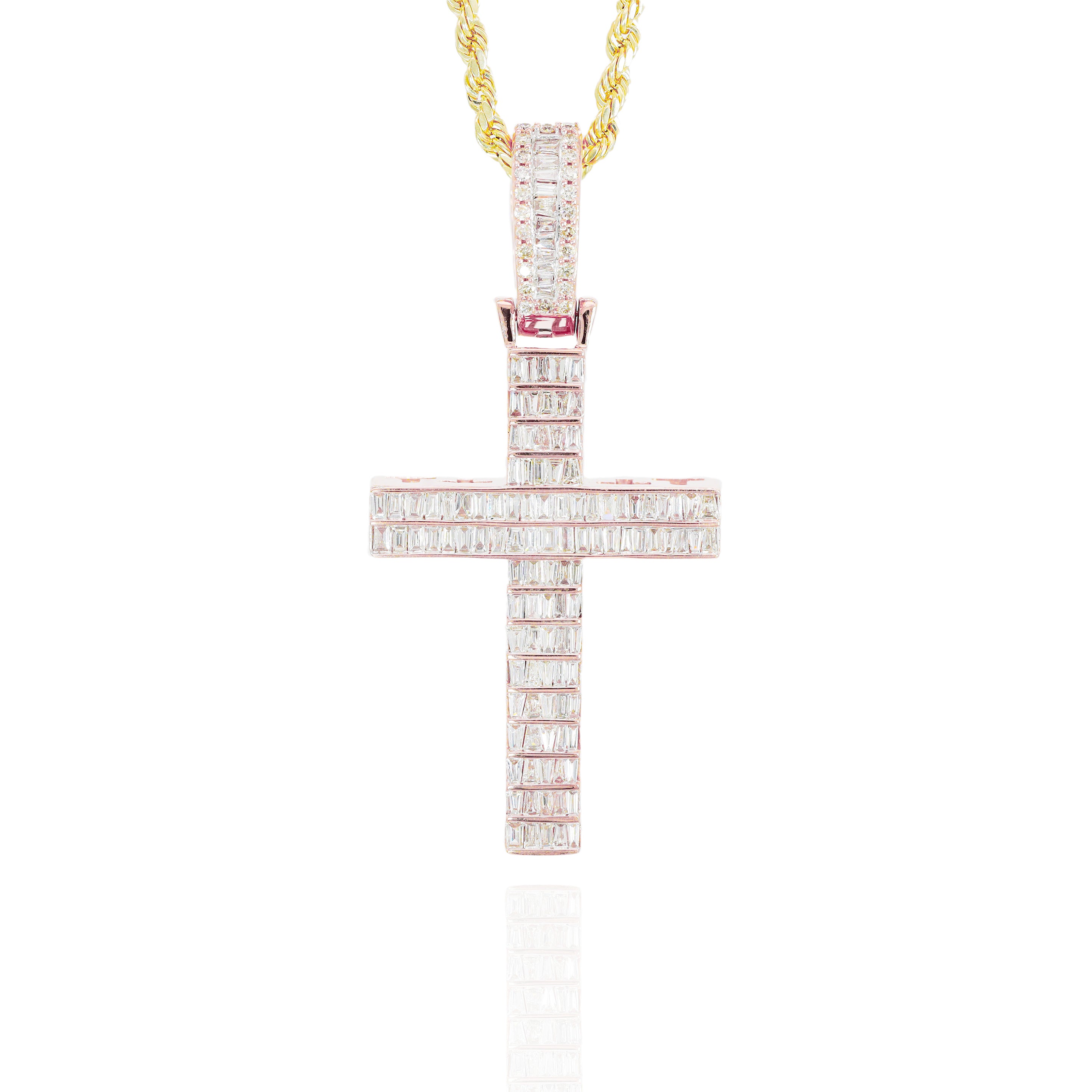 Baguette Channel Set Diamond Cross Pendant