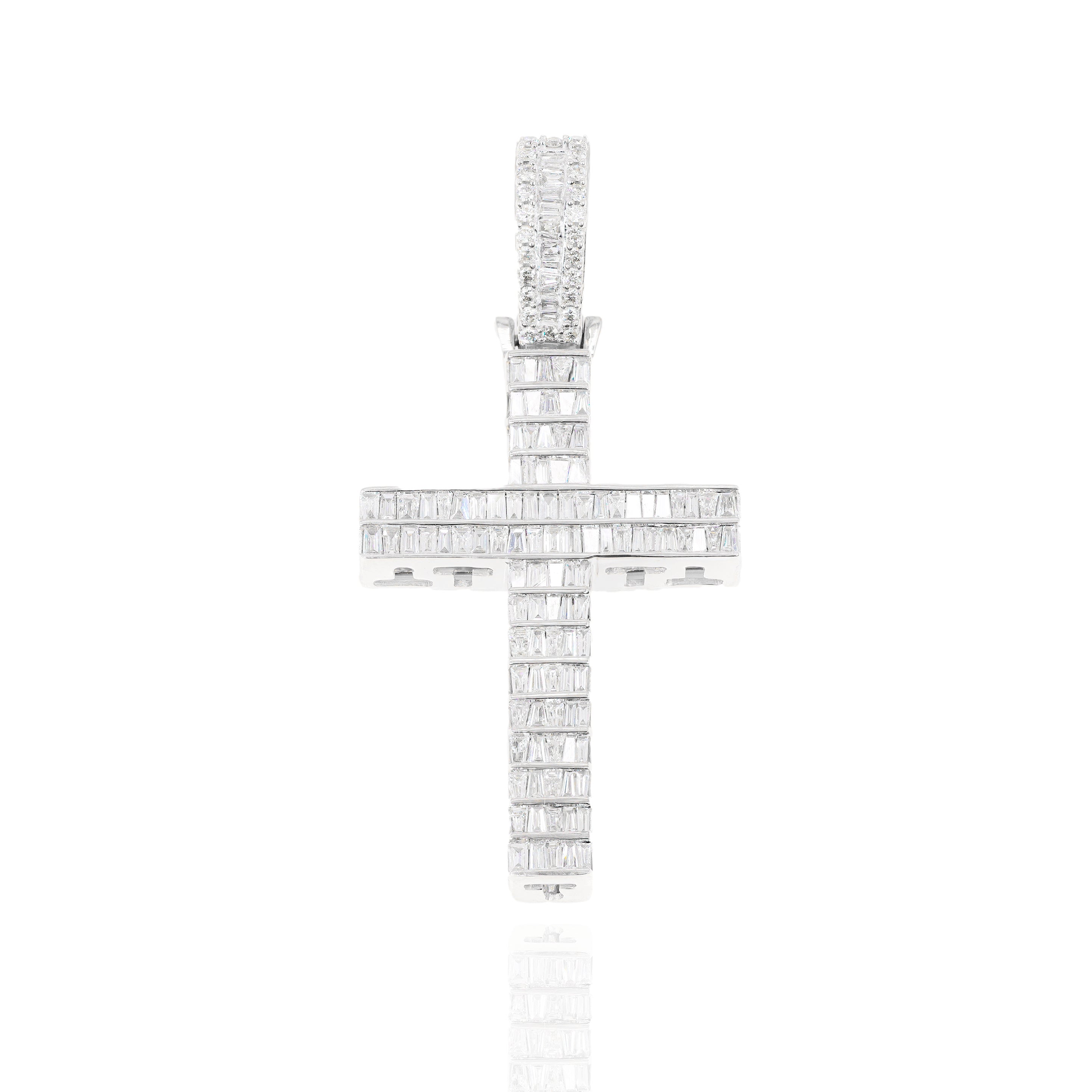 Baguette Channel Set Diamond Cross Pendant