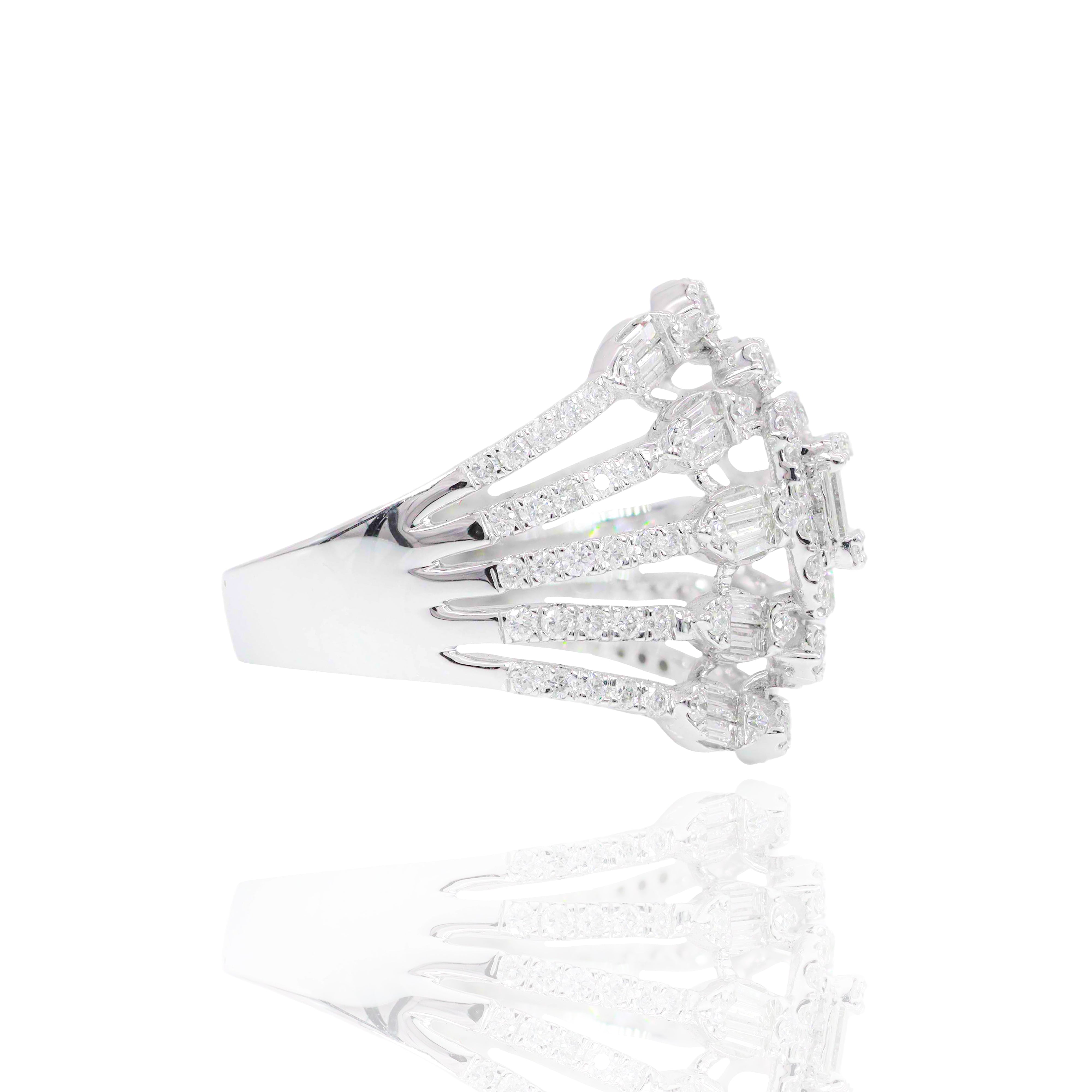 Baguette & Round Diamond Open Concept Ring