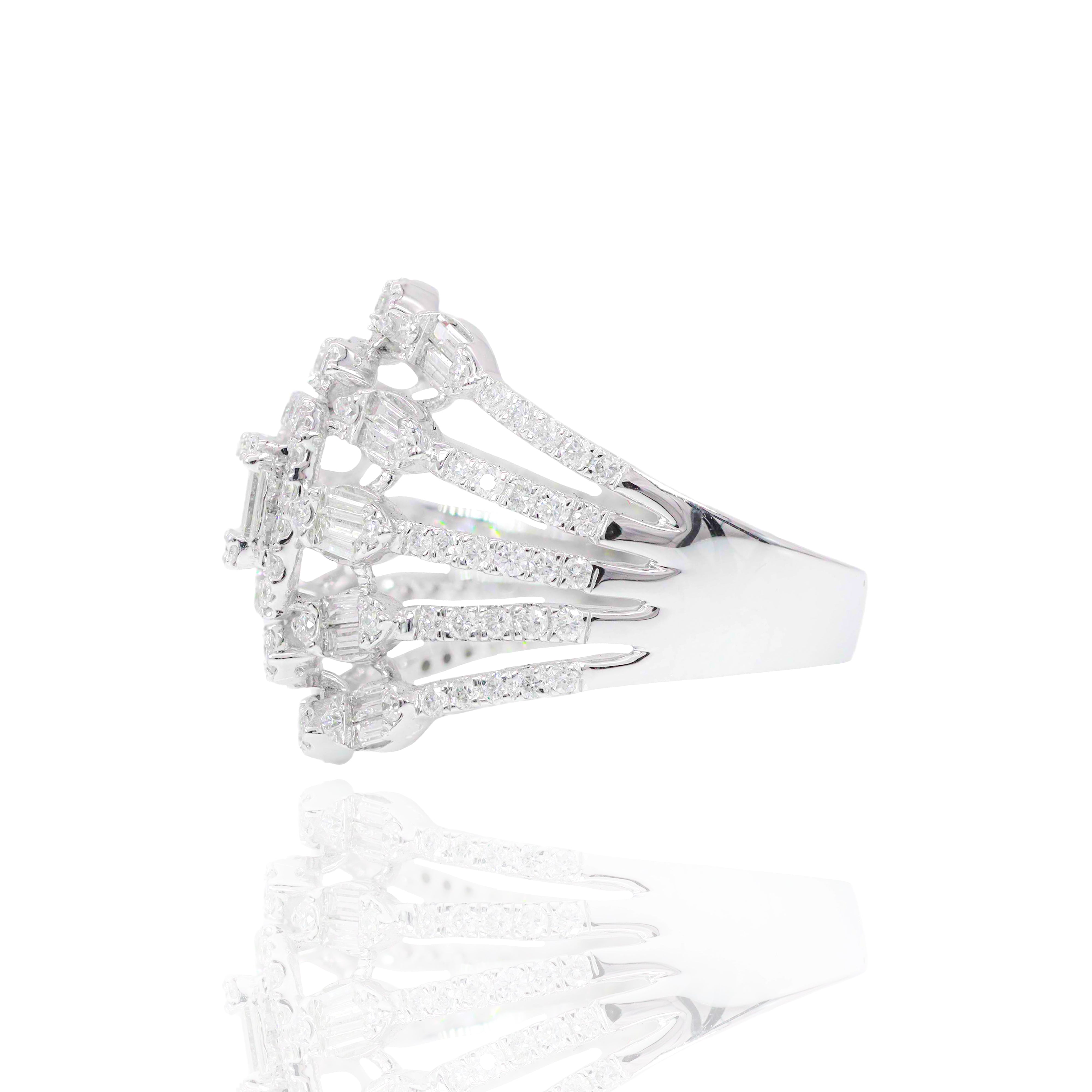 Baguette & Round Diamond Open Concept Ring