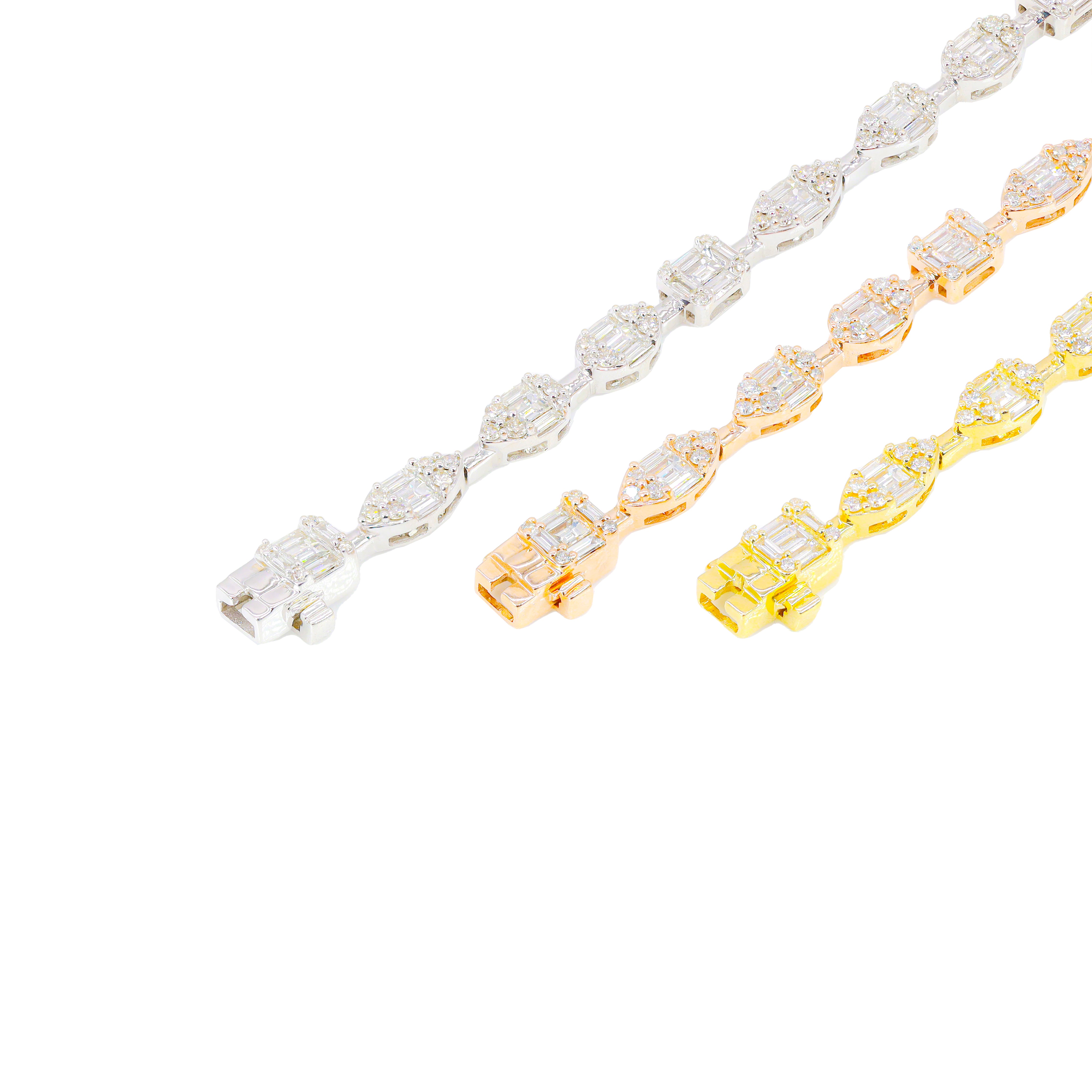 Multi-Shape Baguette Diamond Tennis Bracelet